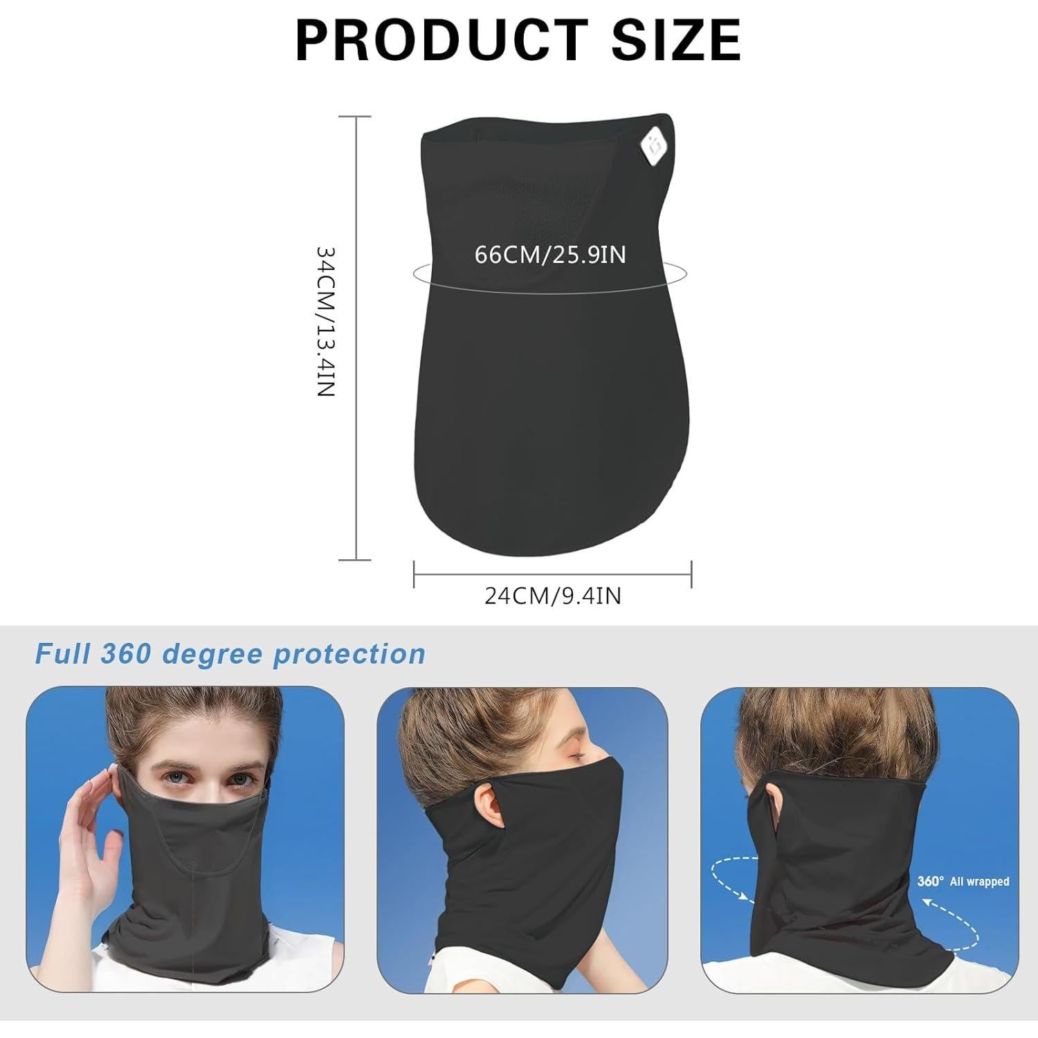 Gaiter de Cuello Refrigerante PROUDDEMON UPF 50+ Unisex Negro