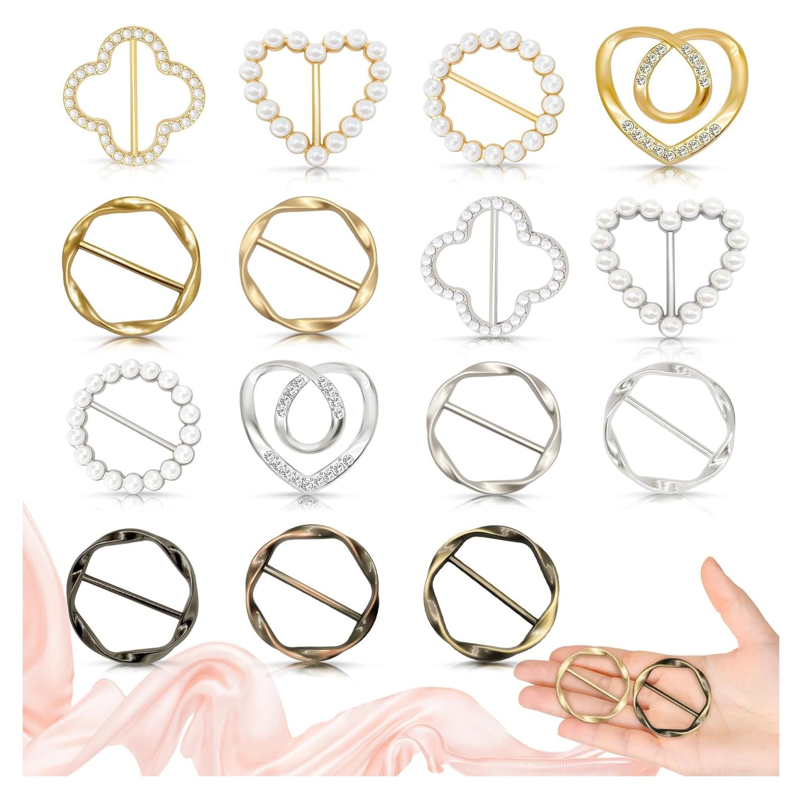 Anillos de bufanda y clips de camiseta Vintrex - 15 piezas variados