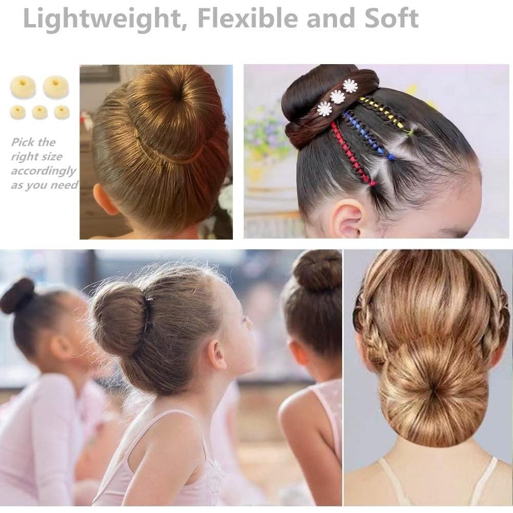 Set de 5 Hacedores de Moño de Donut Beige - 2 Grandes y 3 Pequeños