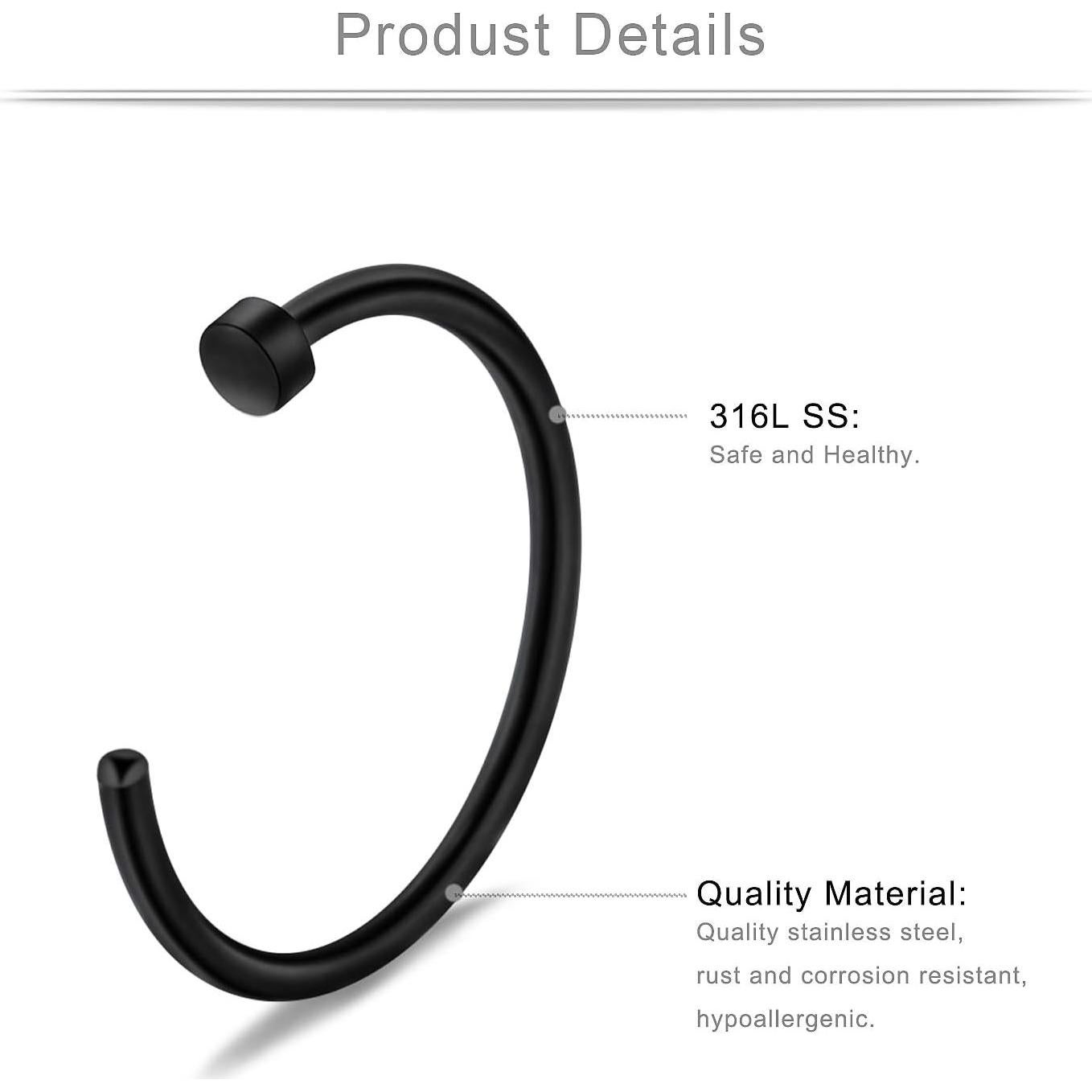 Anillos de Nariz Ruifan 18pcs Acero Inoxidable 6mm 8mm 10mm