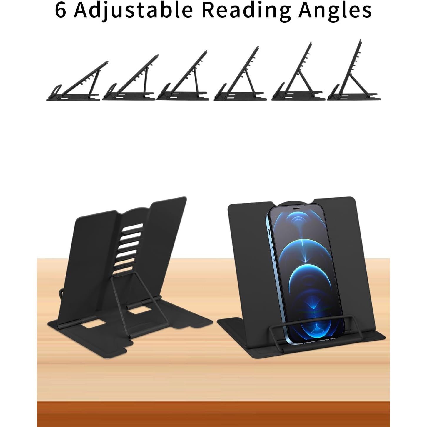 Soporte de Libro MSDADA Ajustable de Metal Negro 15x15.5cm