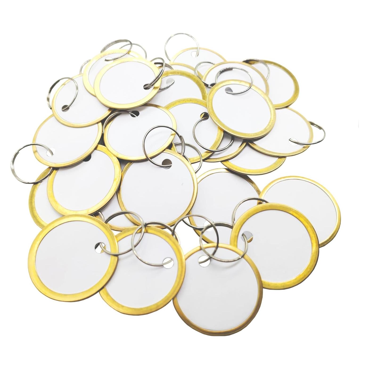 180 Etiquetas de Llave de Metal KAKAMINA Redondas Doradas