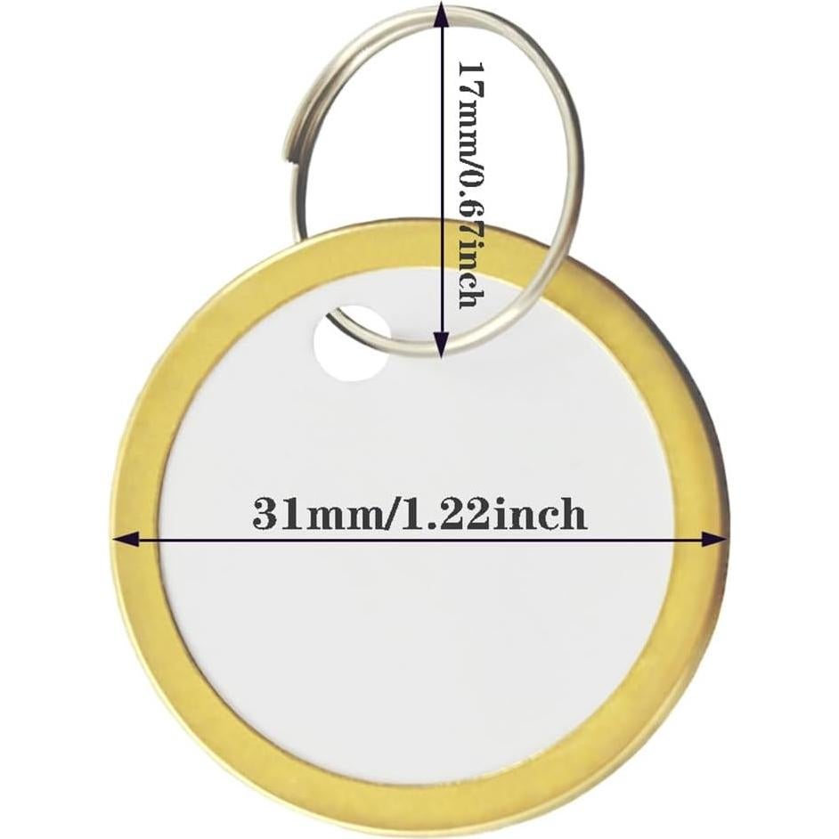180 Etiquetas de Llave de Metal KAKAMINA Redondas Doradas