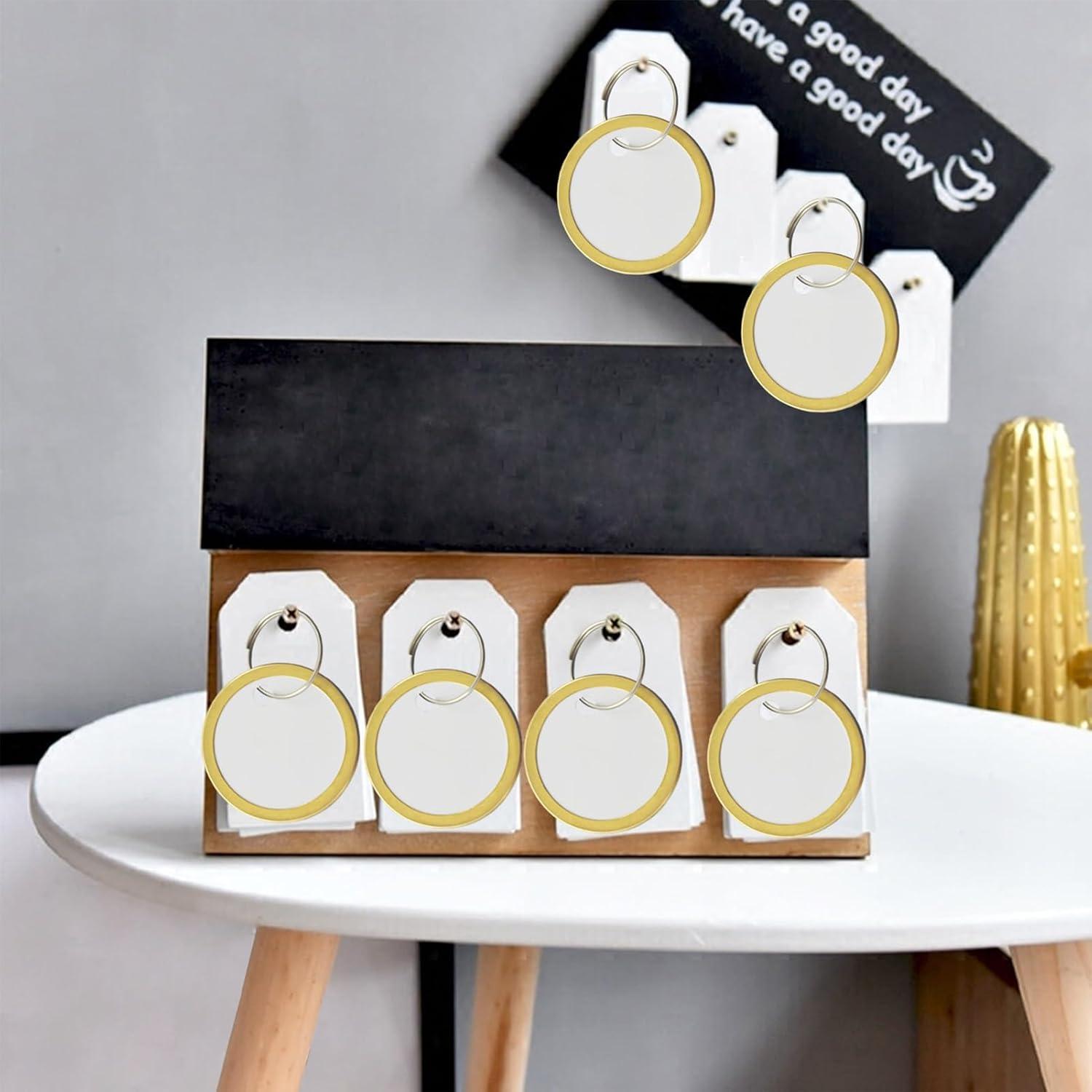 180 Etiquetas de Llave de Metal KAKAMINA Redondas Doradas