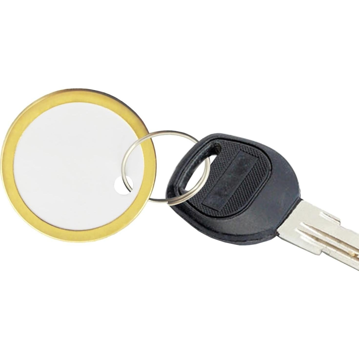 180 Etiquetas de Llave de Metal KAKAMINA Redondas Doradas