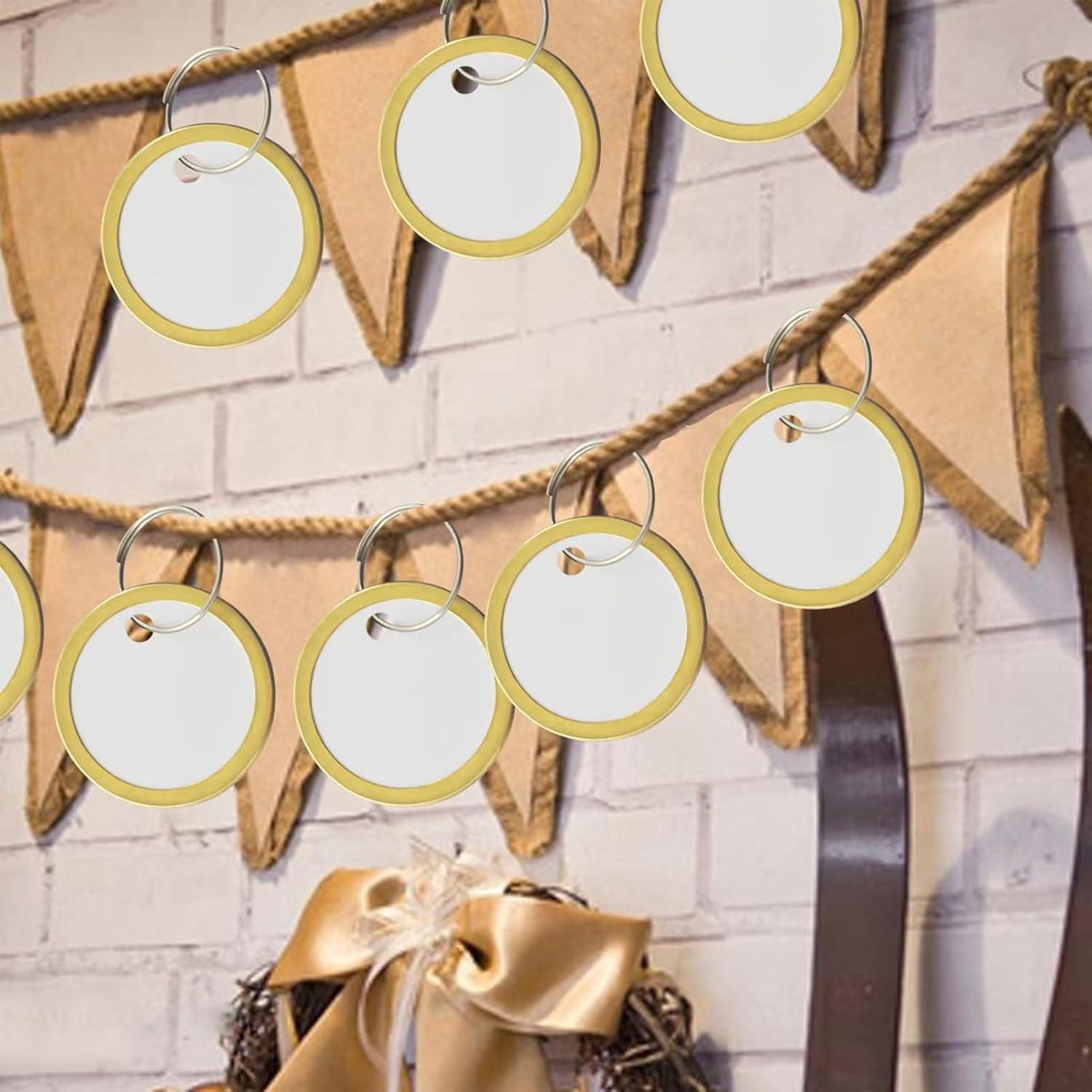 180 Etiquetas de Llave de Metal KAKAMINA Redondas Doradas