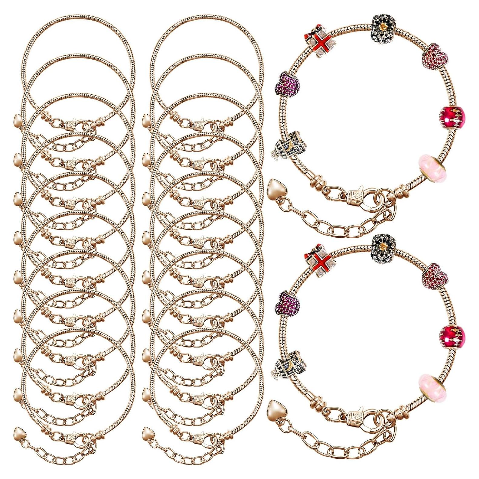 Hicarer 20 Pcs Pulsera de Cadena Ajustable Oro DIY Joyería