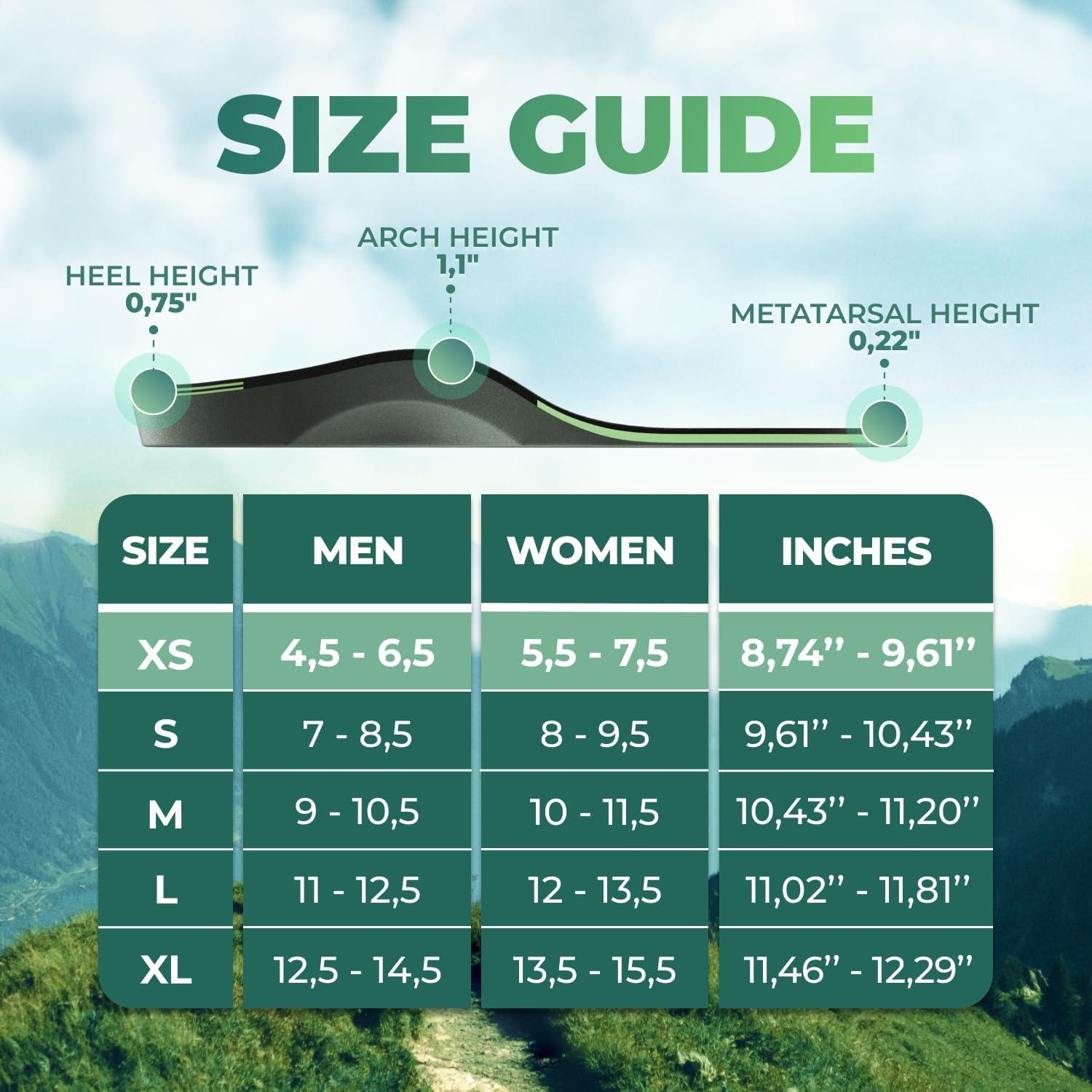 Plantillas Ortopédicas Acolchadas Kinergy para Senderismo - Soporte Arqueado - Hombres y Mujeres