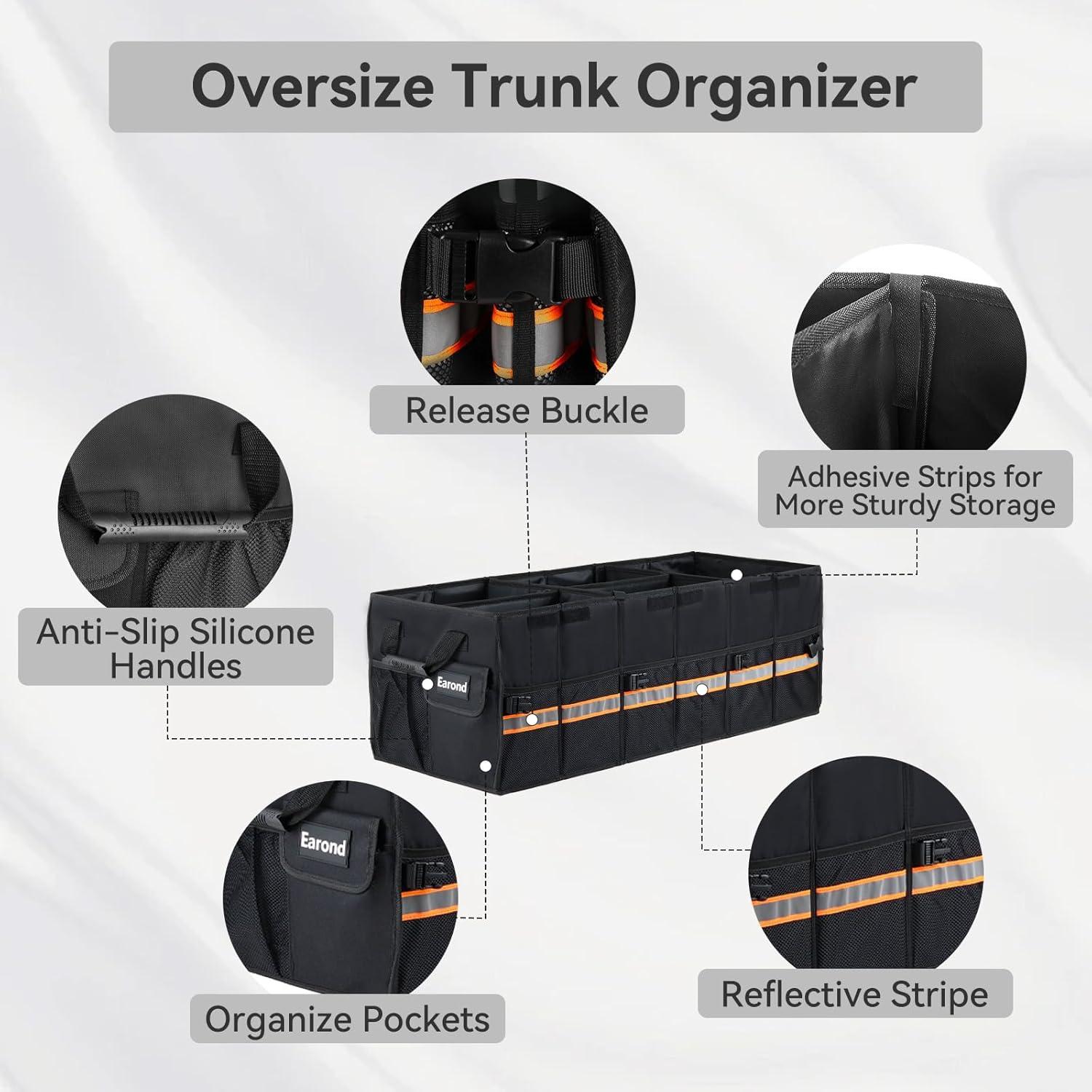 Organizador de Maletero de Coche EAROND Plegable Negro 75.7L