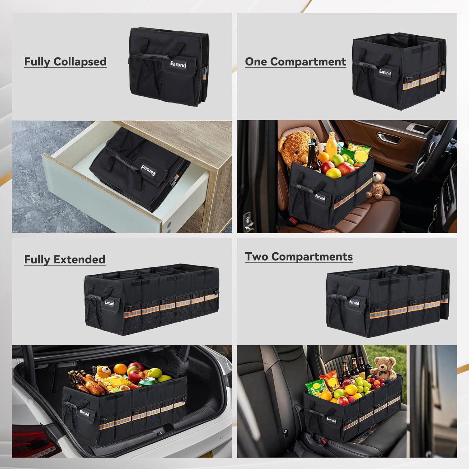 Organizador de Maletero de Coche EAROND Plegable Negro 75.7L