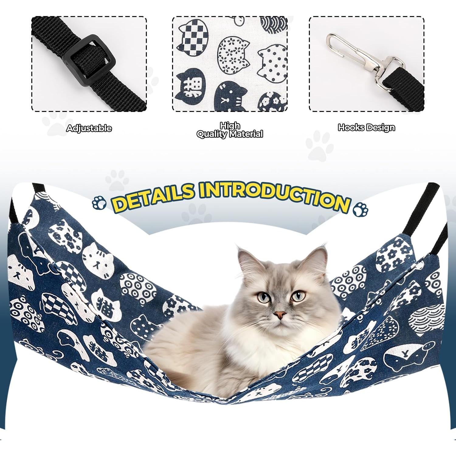 Hamaca para Gato Admaison 2 Pack Reversible Ajustable 50x35cm