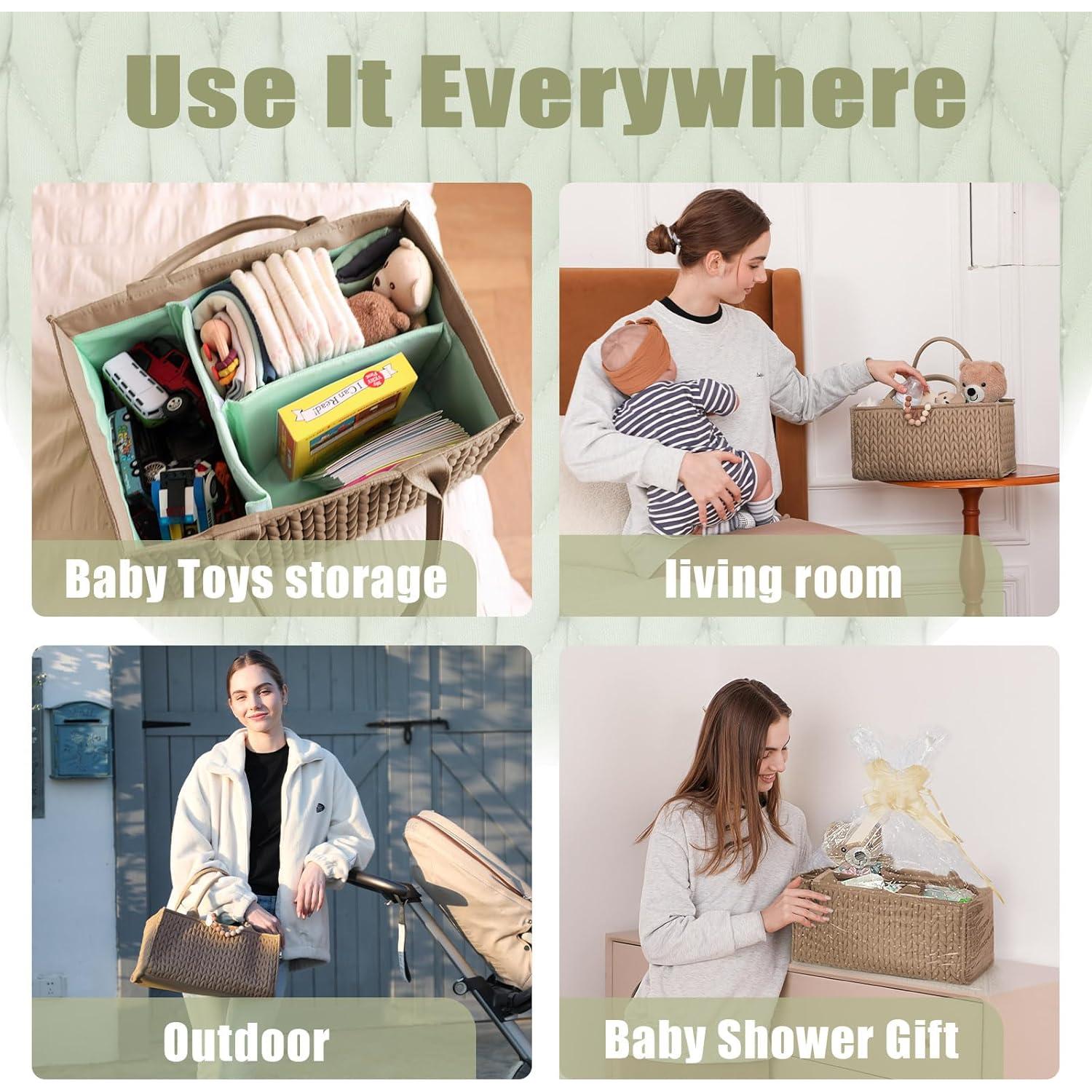 Organizador de Pañales MOMINSIDE Marrón, Caddy Portátil para Bebés