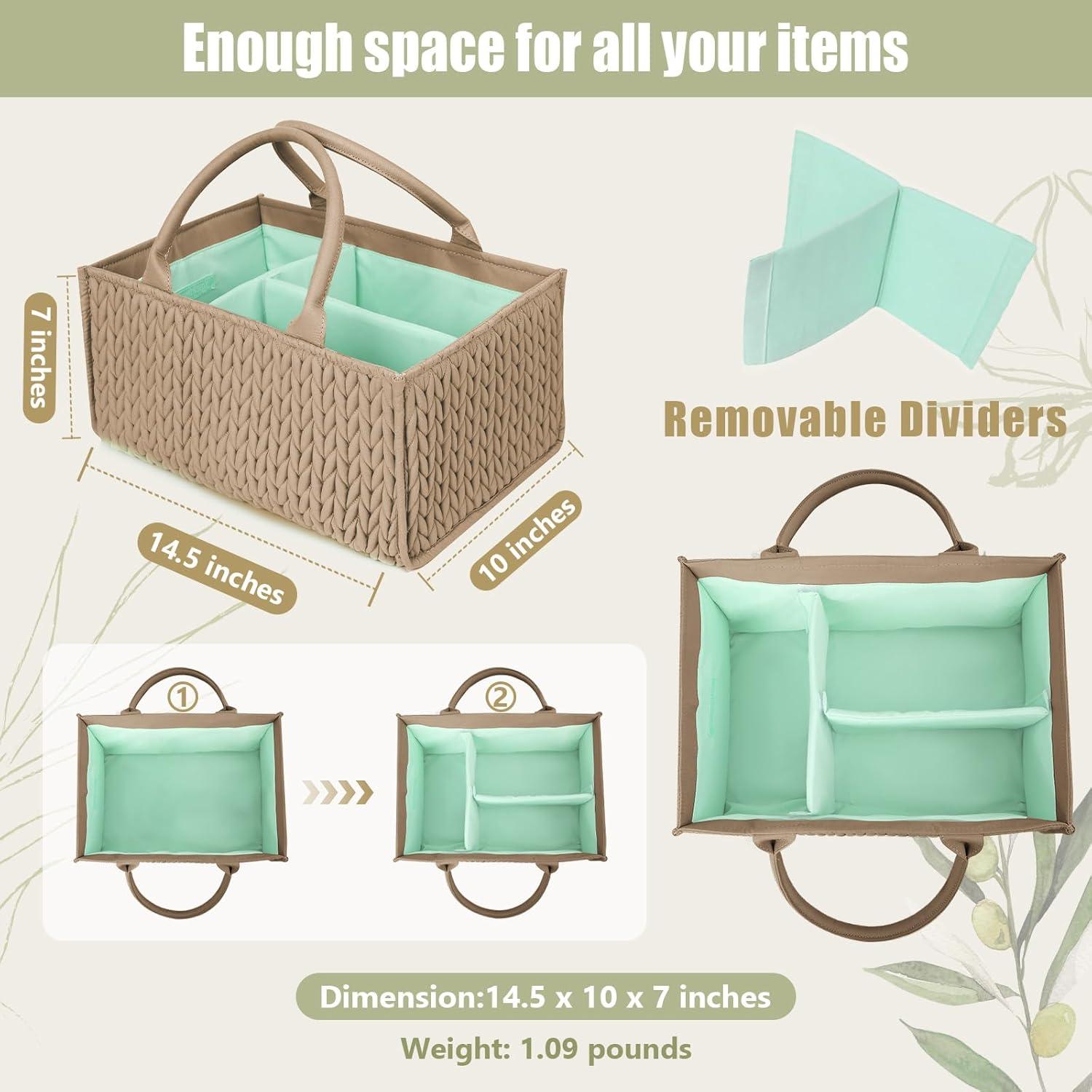 Organizador de Pañales MOMINSIDE Marrón, Caddy Portátil para Bebés