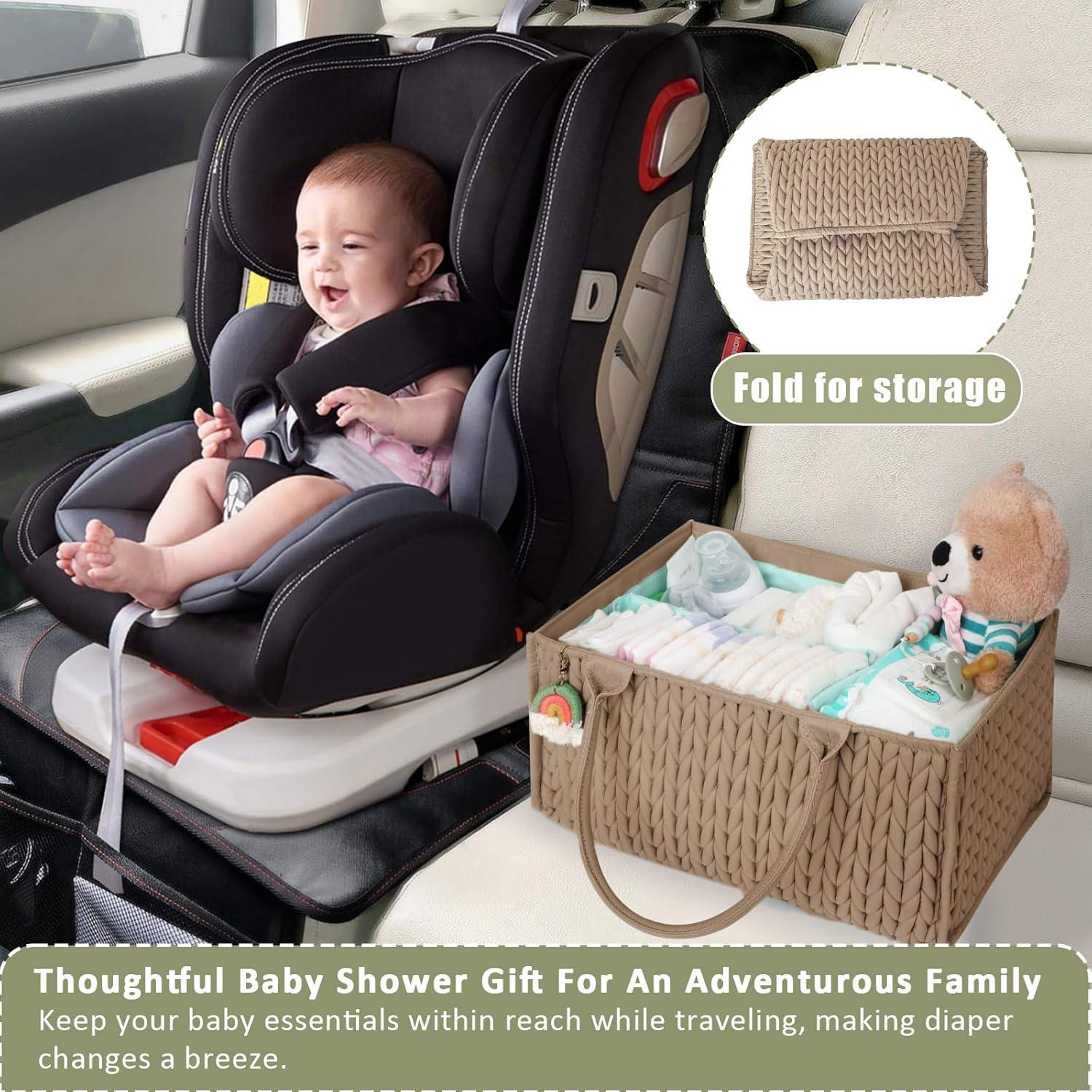 Organizador de Pañales MOMINSIDE Marrón, Caddy Portátil para Bebés