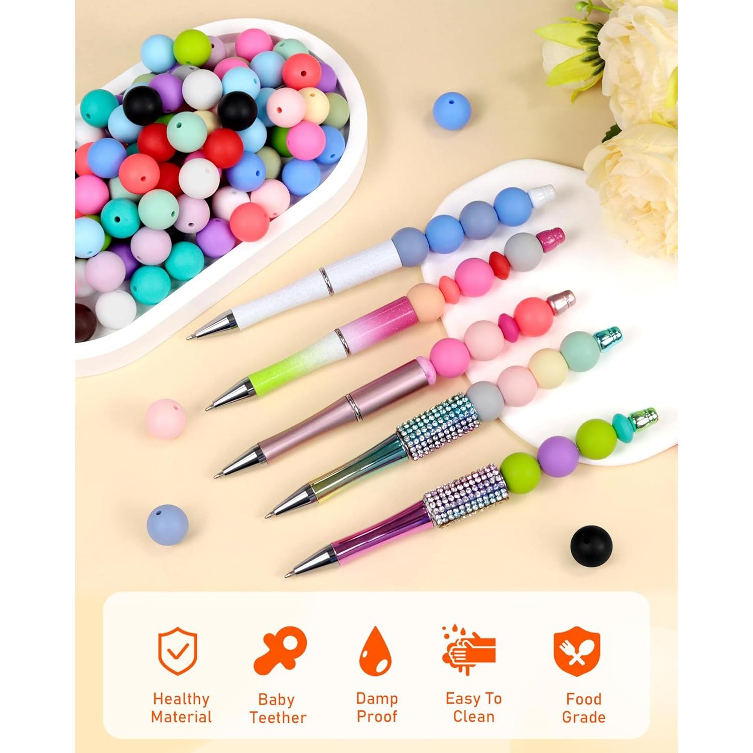 120 Perlas de Silicona 15mm FIVEIZERO en 20 Colores Mezclados