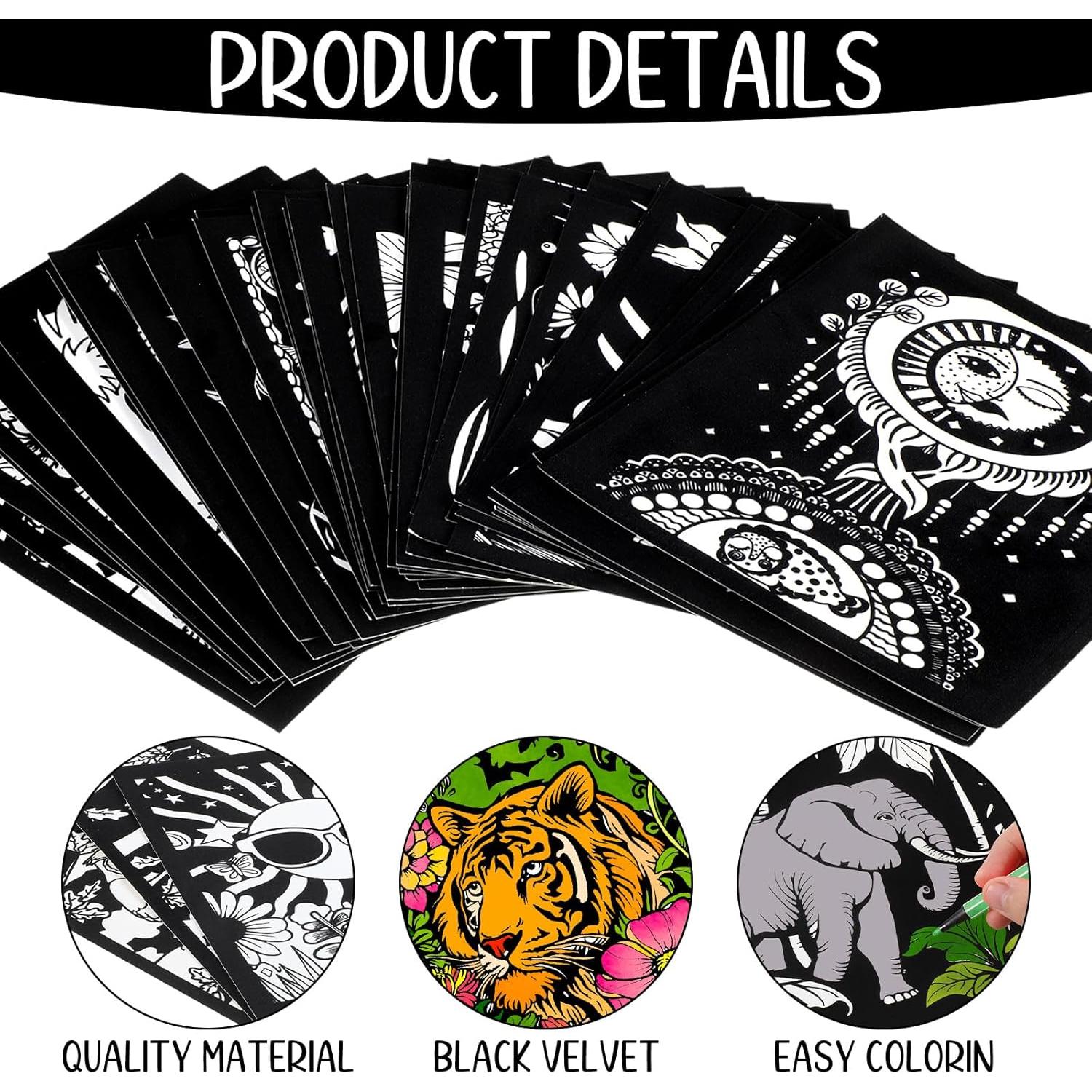 Pósteres de Colorear Terciopelo Zhanmai 48 Pcs 25x20 cm