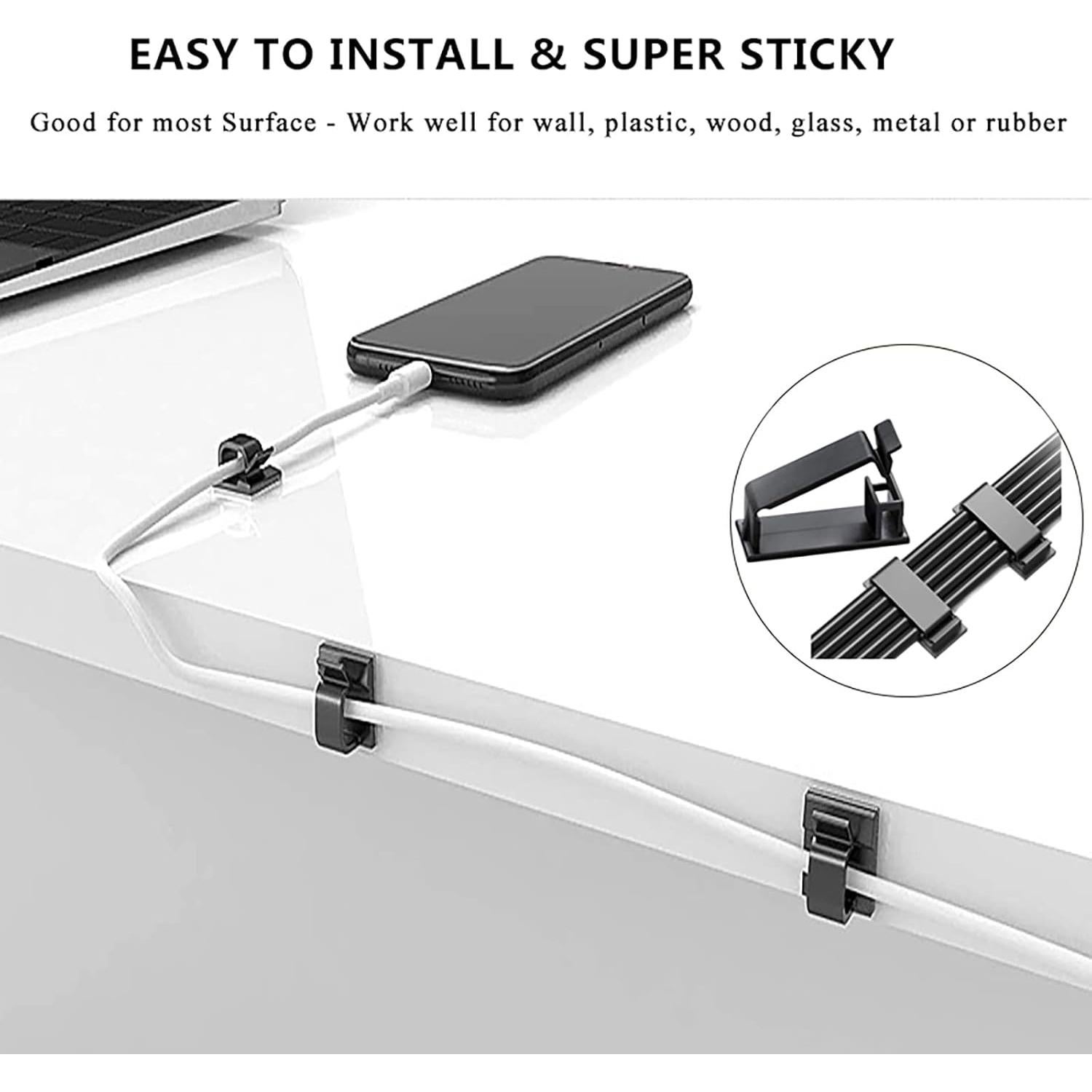 Kit Organizador de Cables 311 Piezas DRIVUU - Negro y Transparente