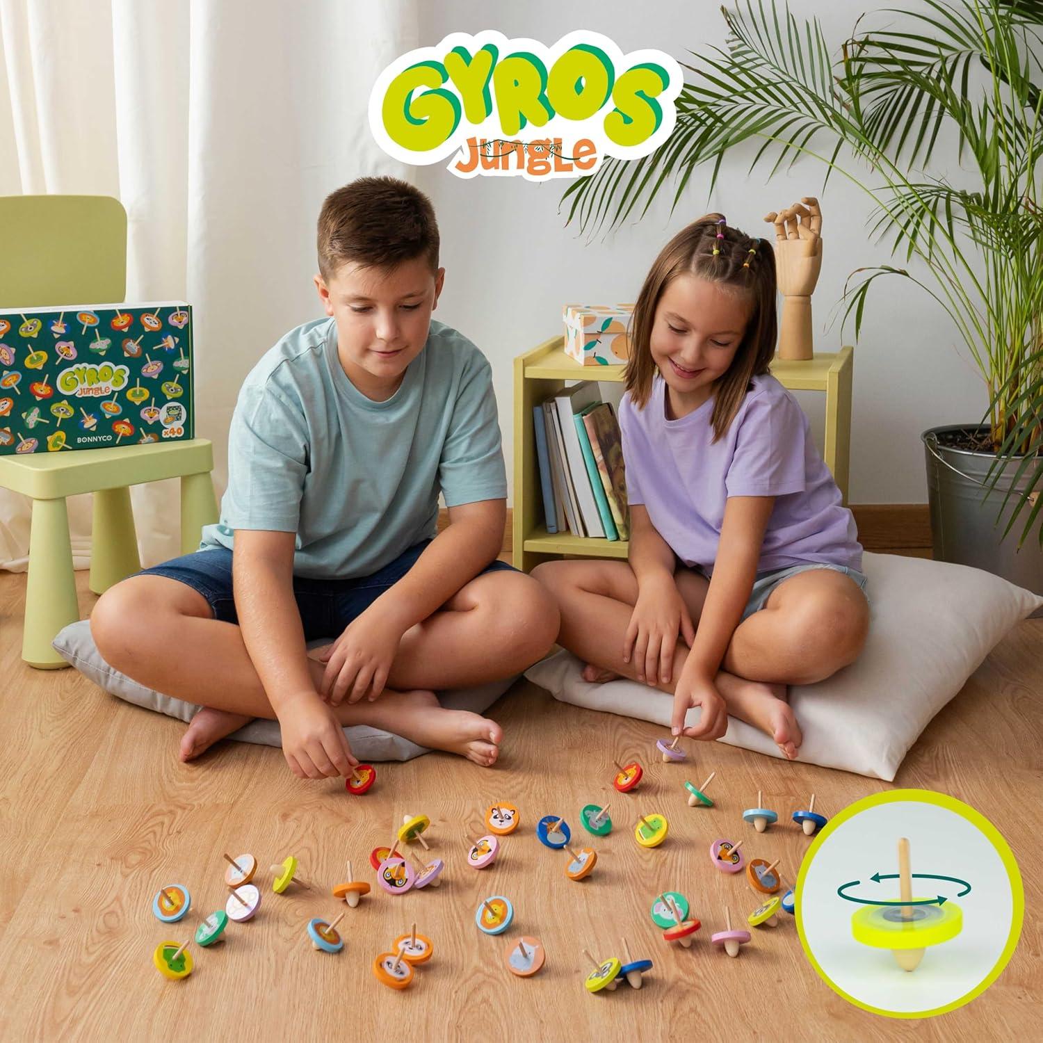 Trompos de Madera Selva 40 Piezas - BONNYCO, 4 cm