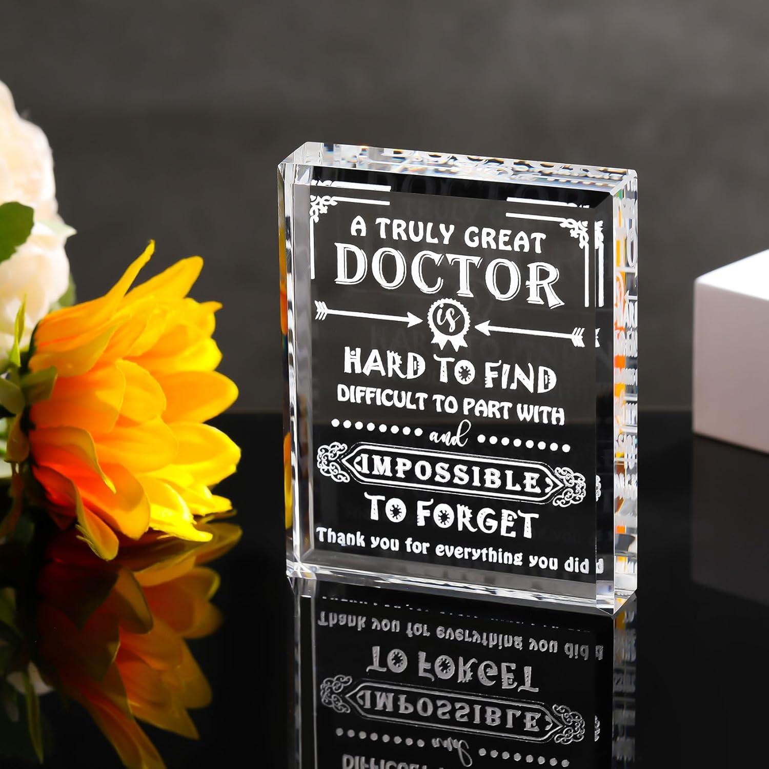 Placa de Cristal de Apreciación Movdyka para Doctores 10x8cm