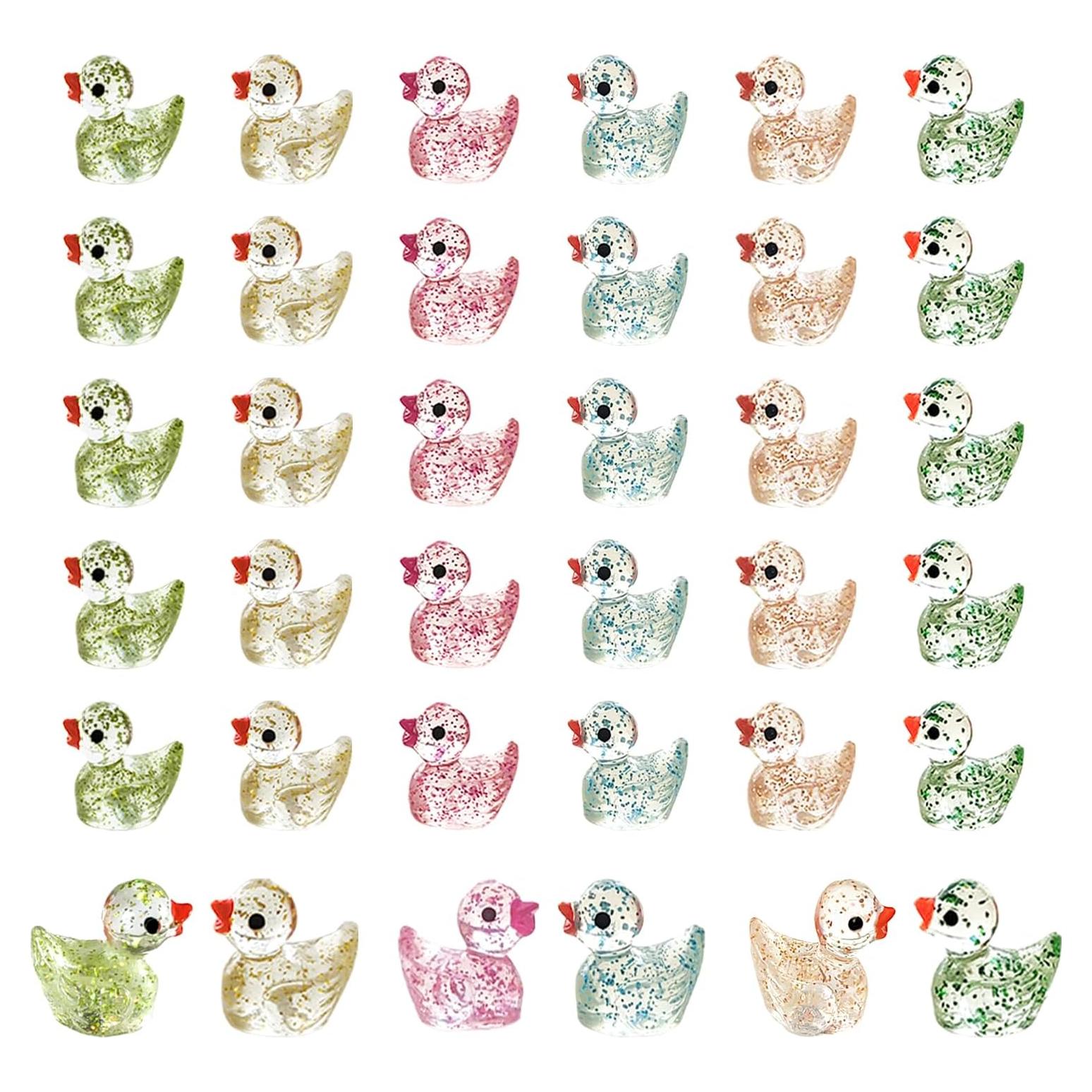 Paquete de 36 Patitos Miniatura de Resina Brillantes