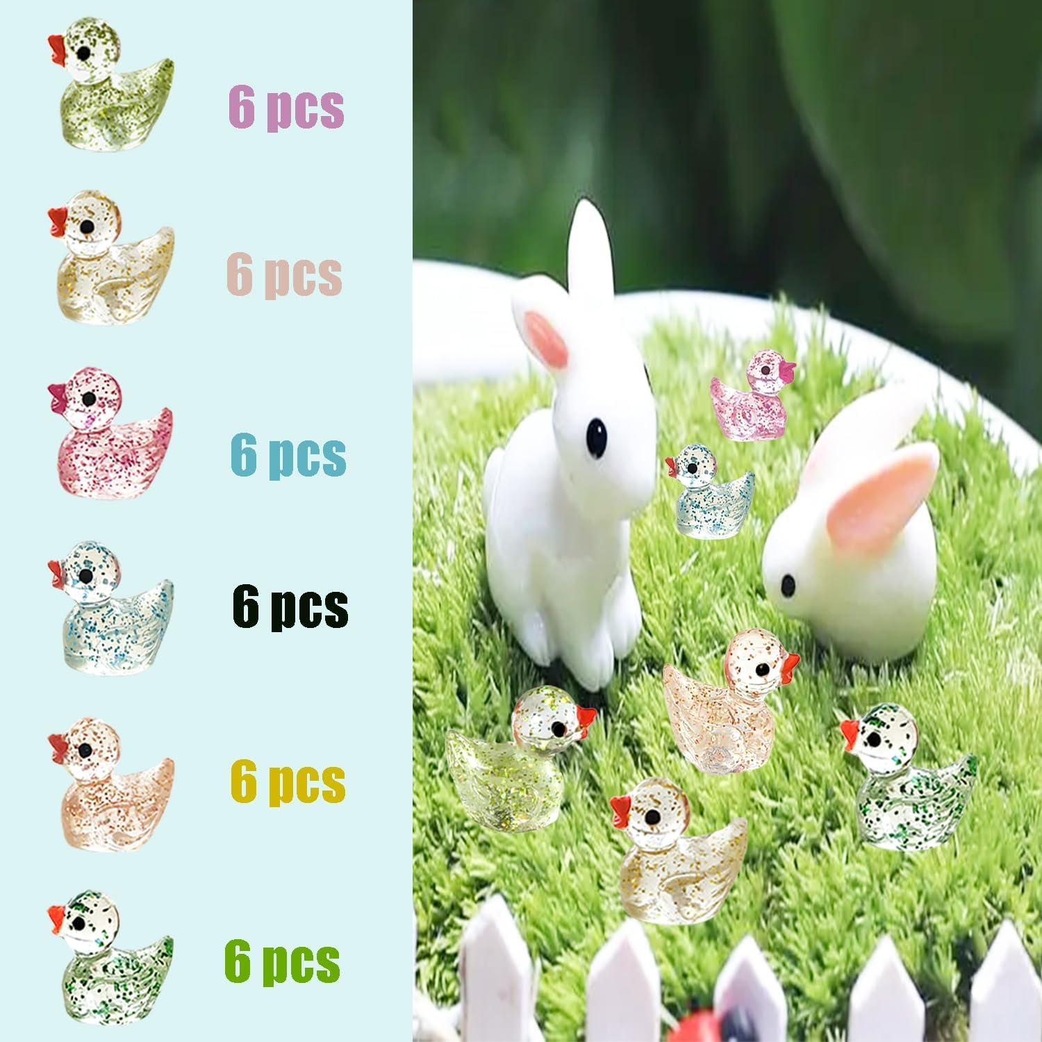 Paquete de 36 Patitos Miniatura de Resina Brillantes