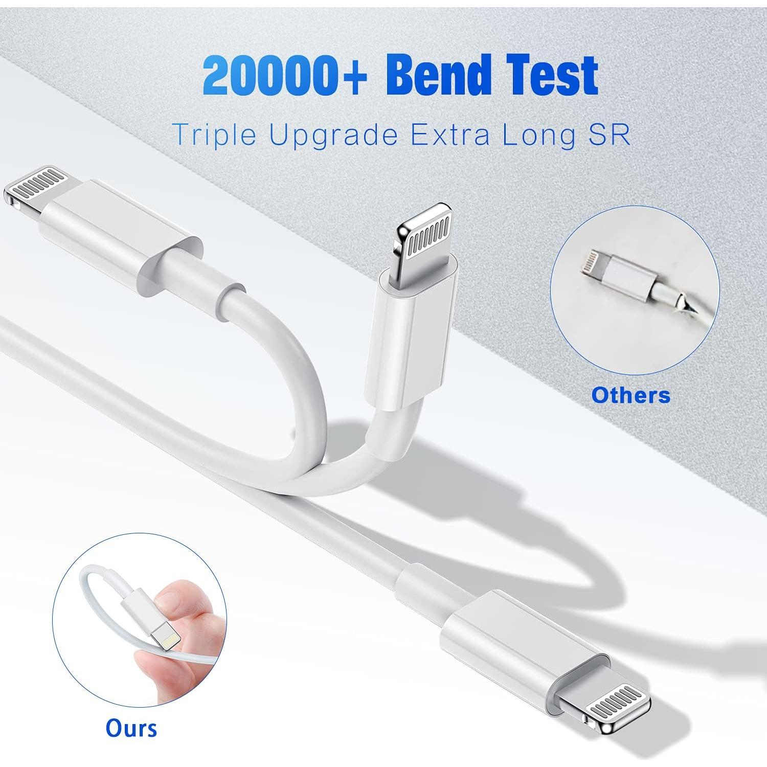 Cable Lightning a USB-A Hi-Mobiler 4Pack 3/3/6/6FT Carga Rápida