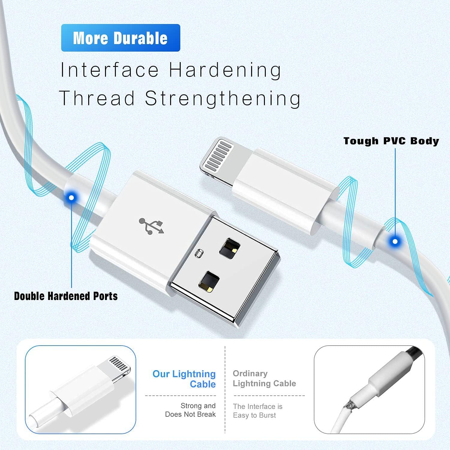 Cable Lightning a USB-A Hi-Mobiler 4Pack 3/3/6/6FT Carga Rápida