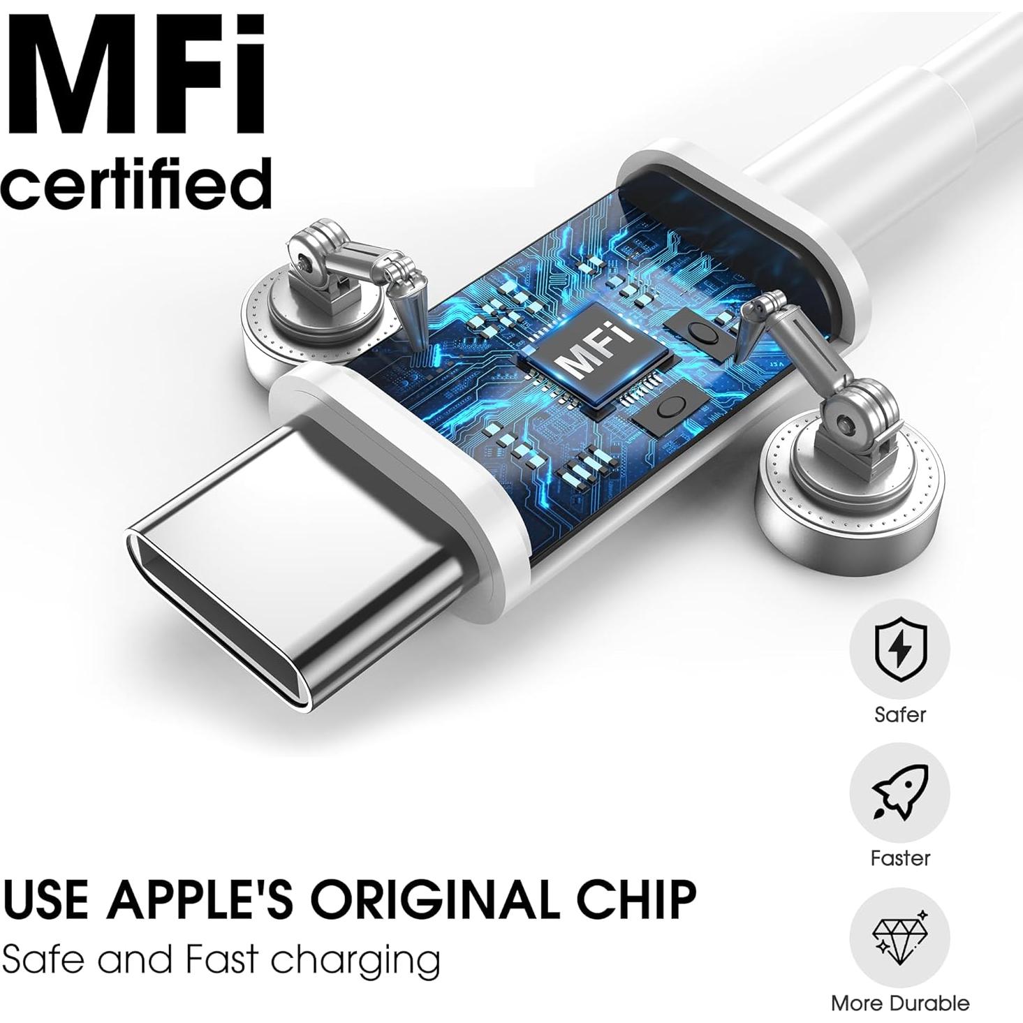 Cable de carga rápida USB C a USB C Apple 3Pack 1.83m 60W