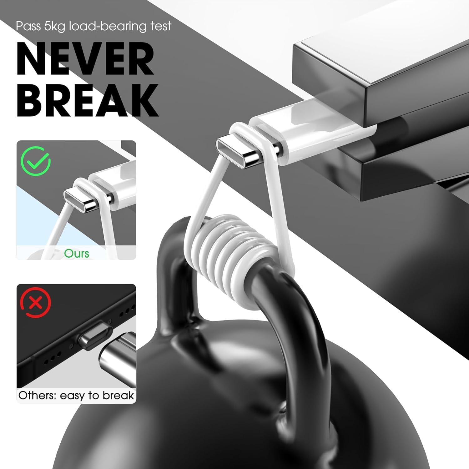 Cable de carga rápida USB C a USB C Apple 3Pack 1.83m 60W