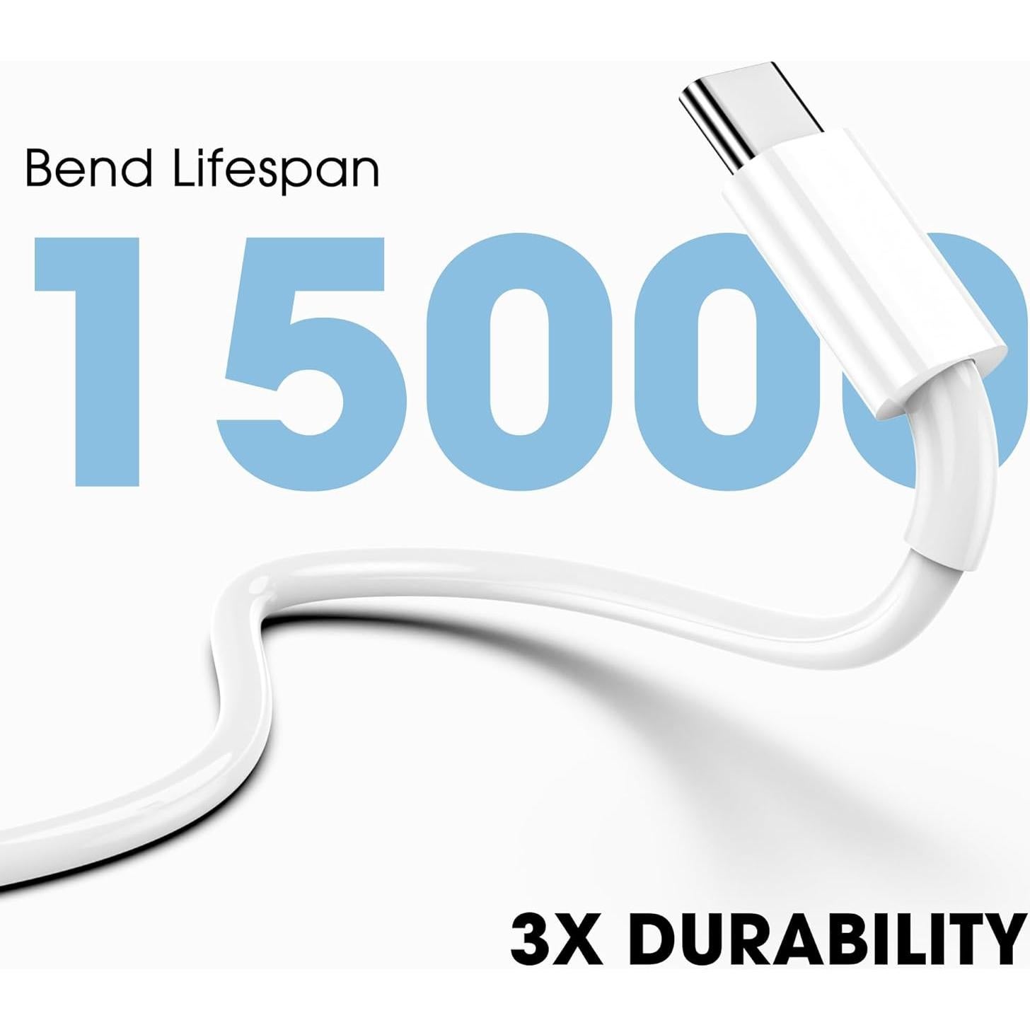 Cable de carga rápida USB C a USB C Apple 3Pack 1.83m 60W
