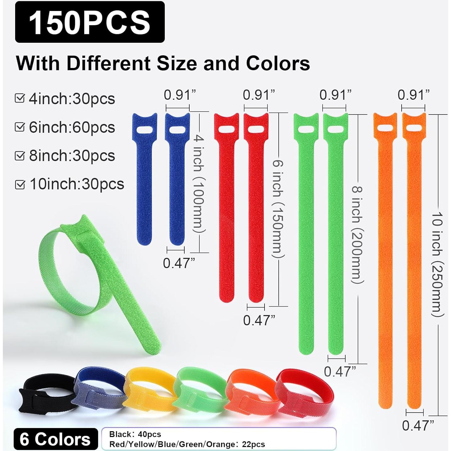 150 Sujetadores de Cable VITEVER Multicolores 4 Tamaños