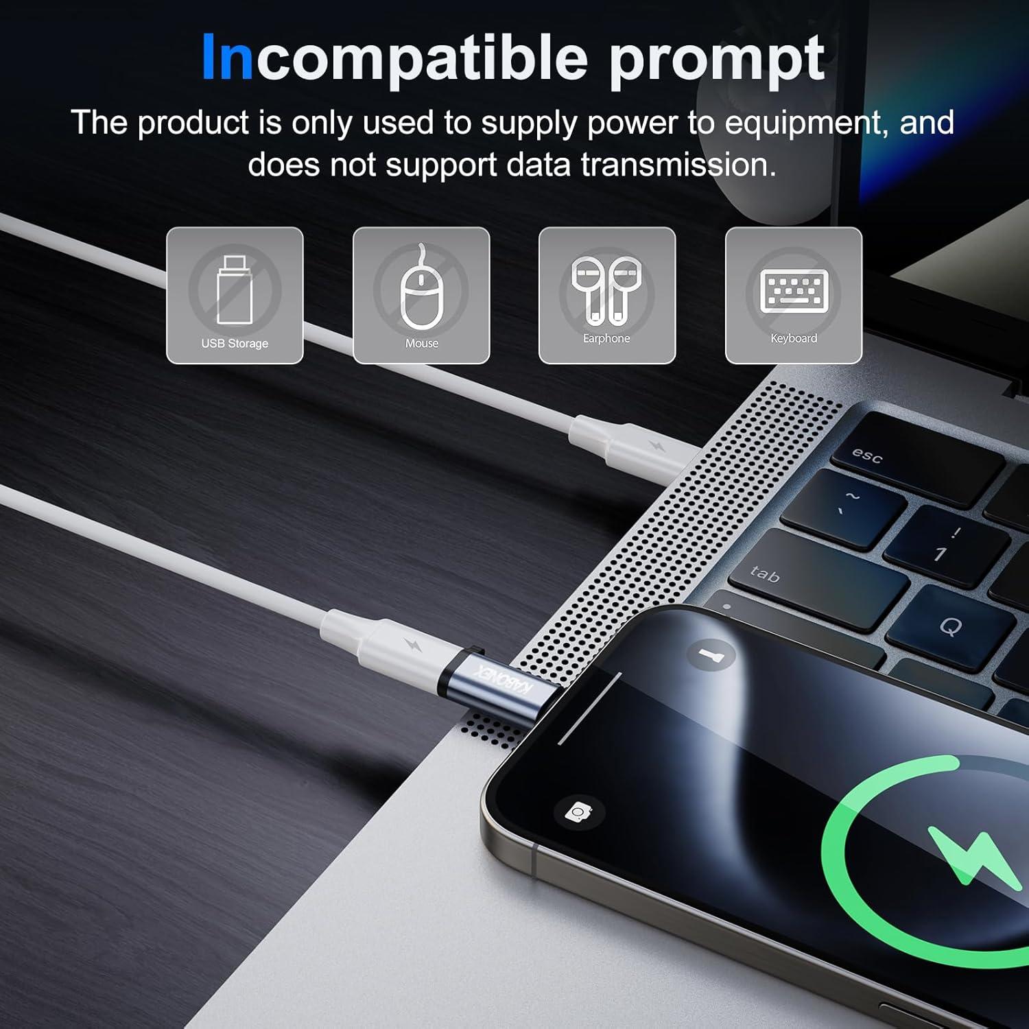 Adaptador USB C a Lightning Kabonex 36W Carga Rápida - 2 Piezas