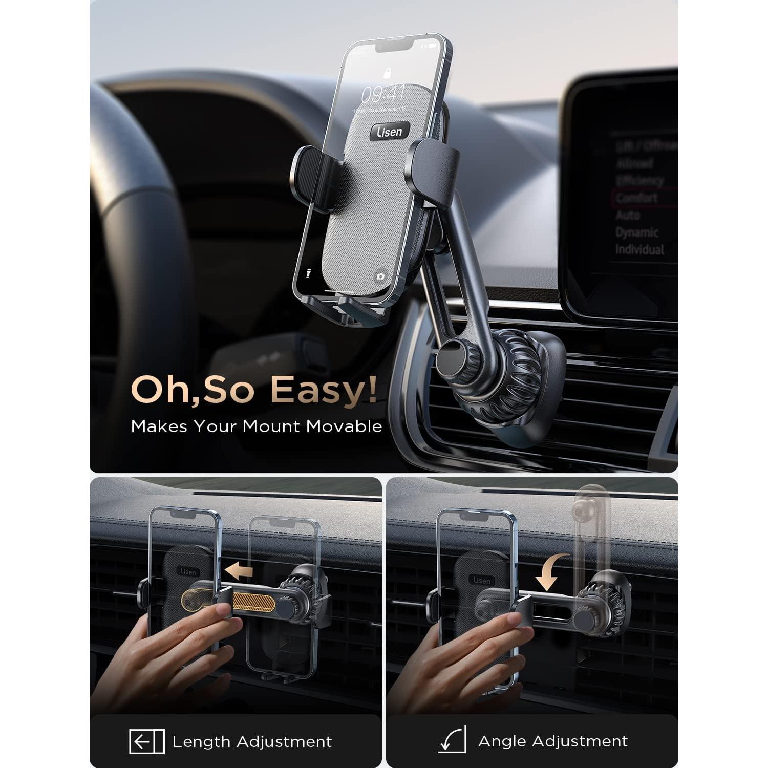 Soporte para Teléfono Móvil LISEN para Auto - Negro, 360°