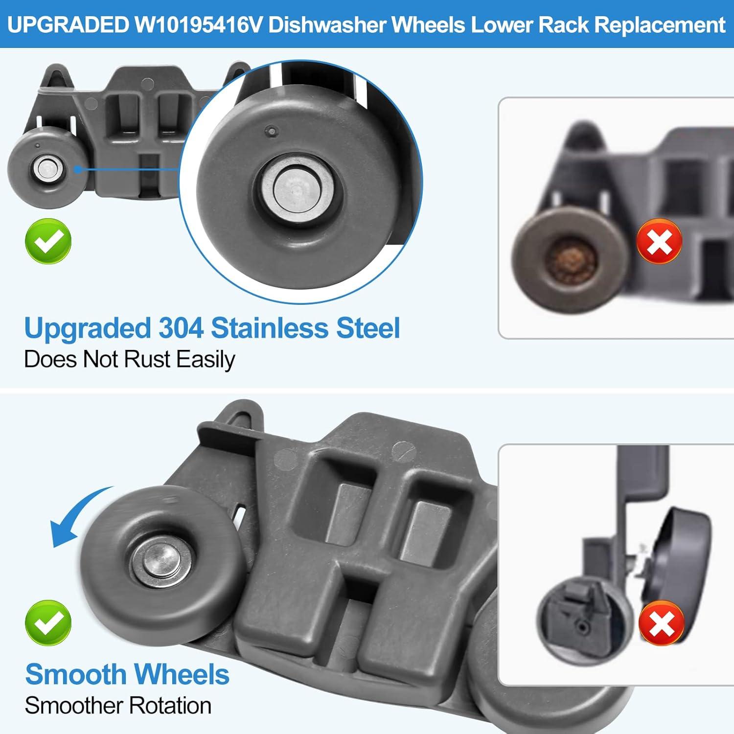 Ruedas de Lavavajillas Alvar W10195416V Paquete de 4