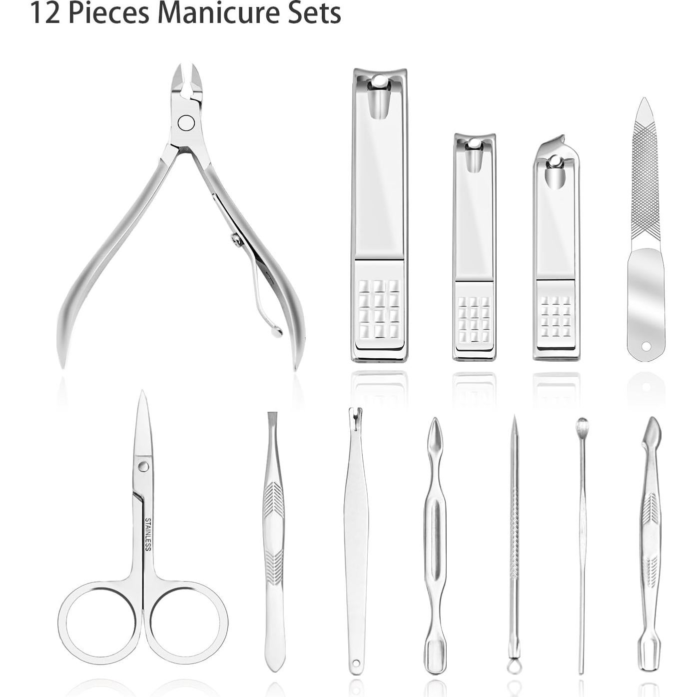 Set de Manicura y Pedicura ZIZZON 12 Piezas Estuche Rosa