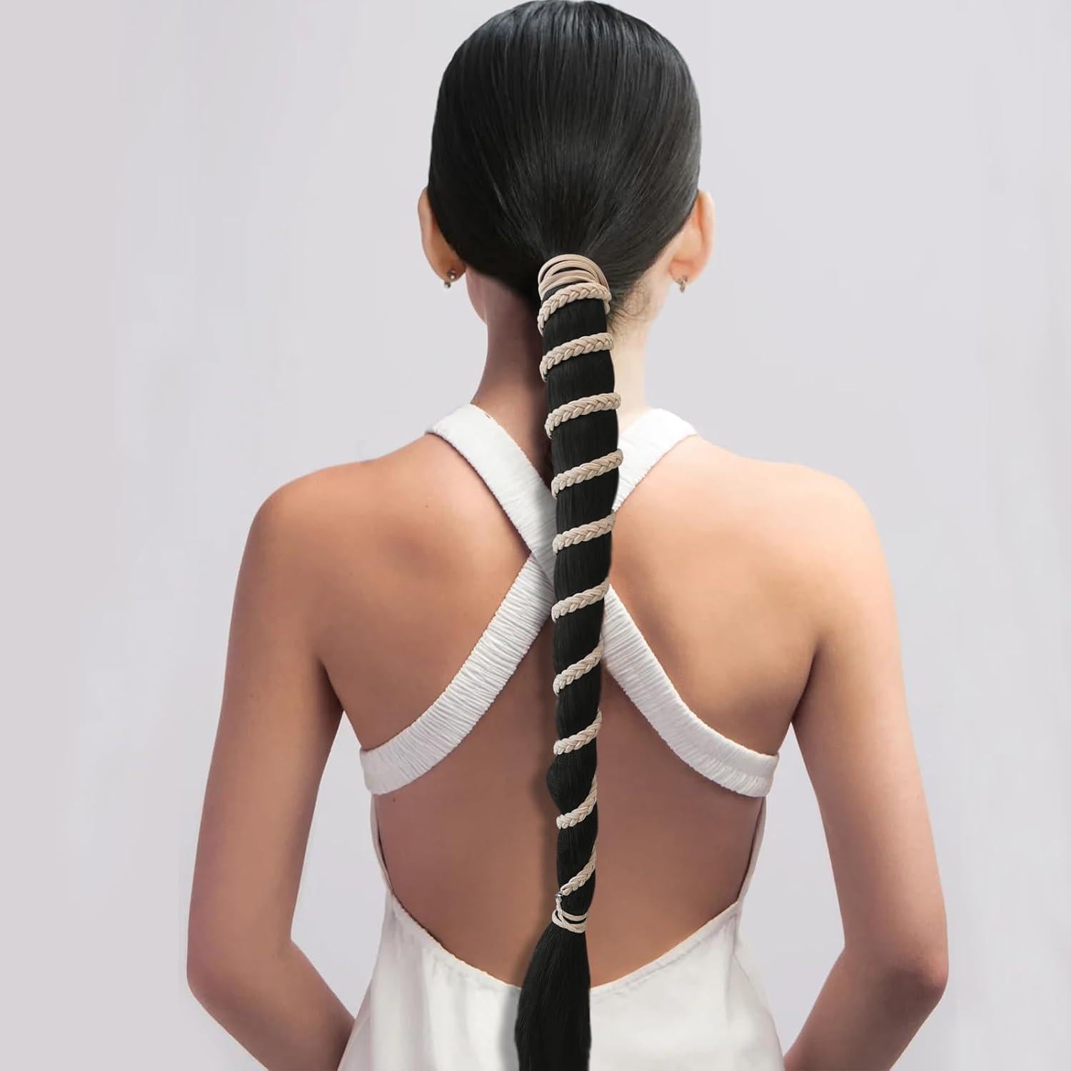 Tiras de Cabello Espiral Elásticas Merunone 86 cm para Cabello Grueso