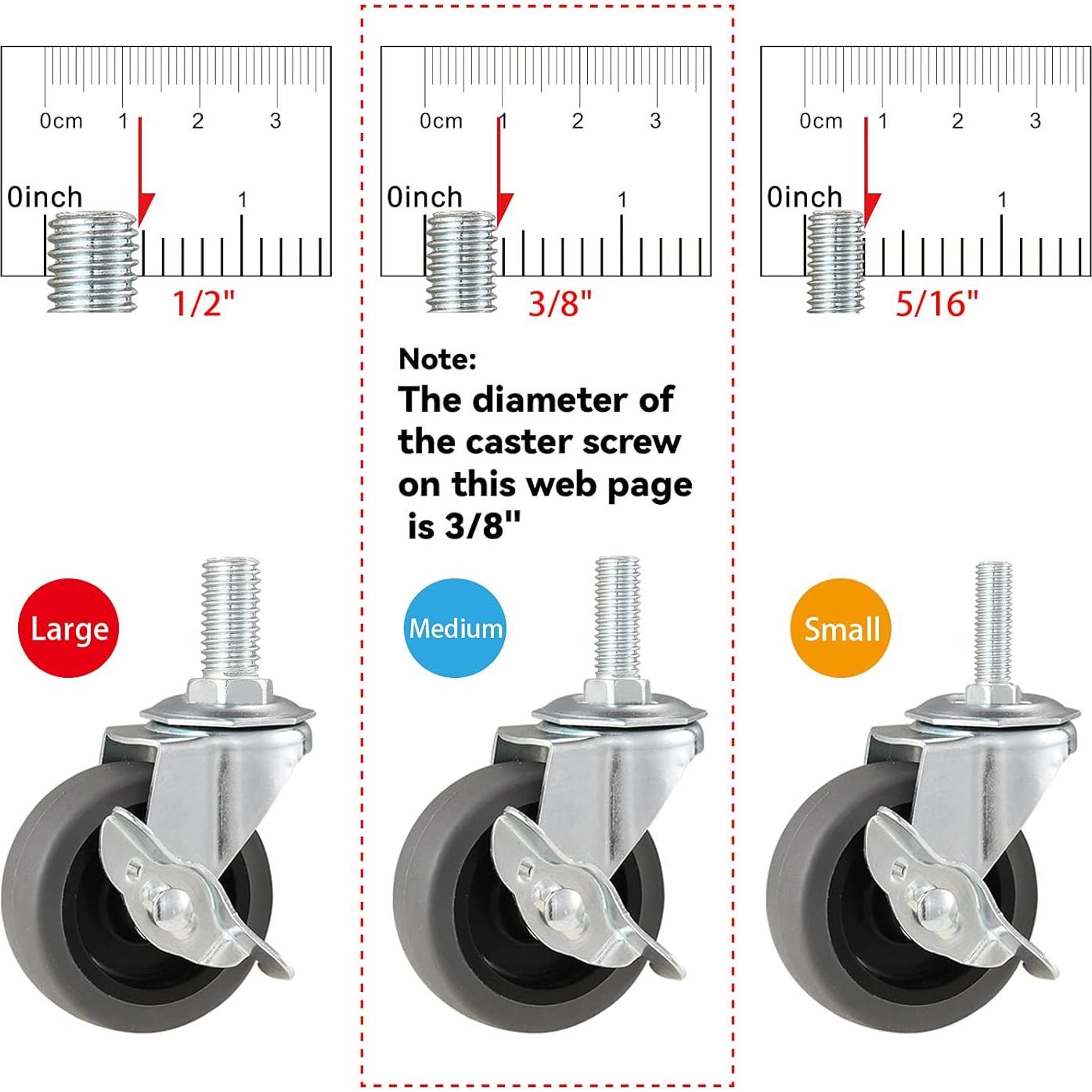 Ruedas Giratorias WH 3" con Freno Set de 4 Sin Ruido