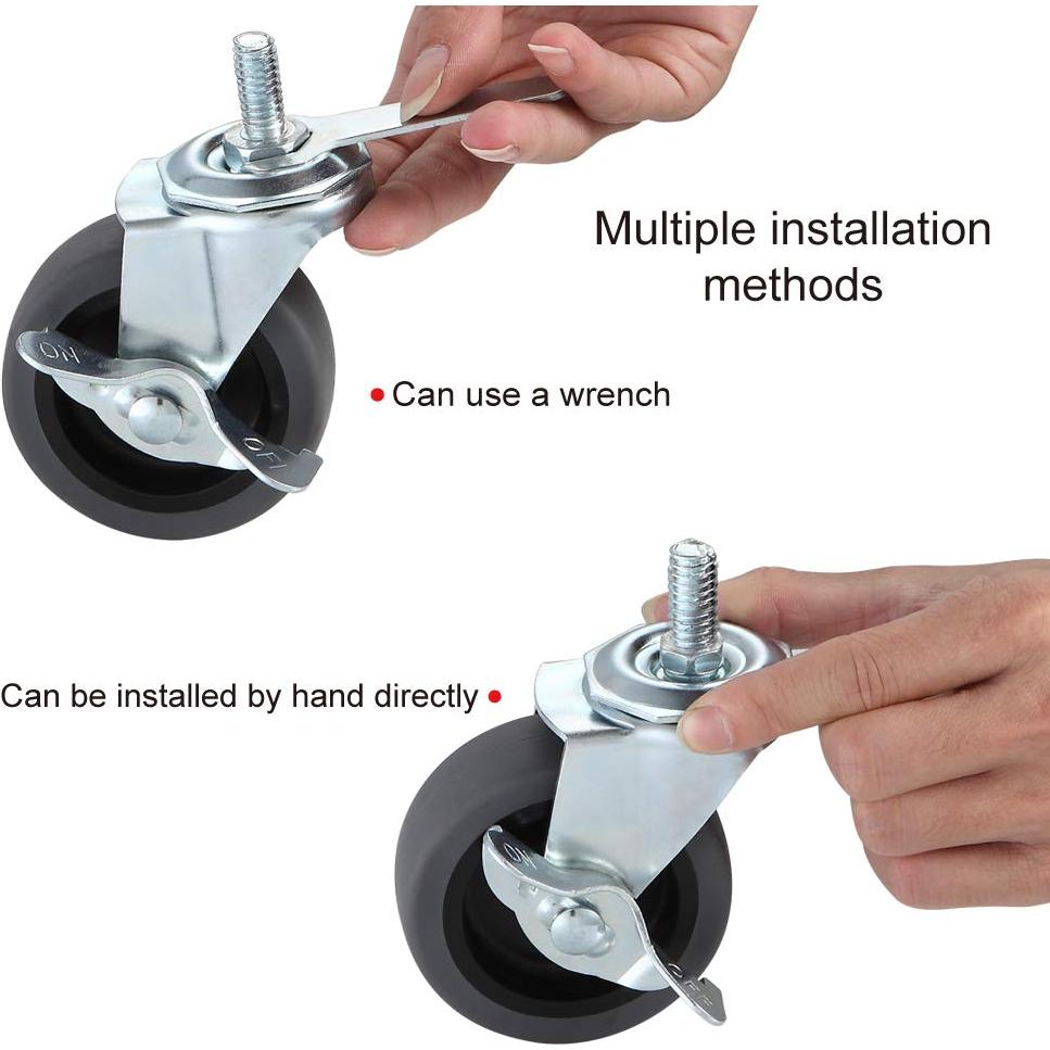 Ruedas Giratorias WH 3" con Freno Set de 4 Sin Ruido