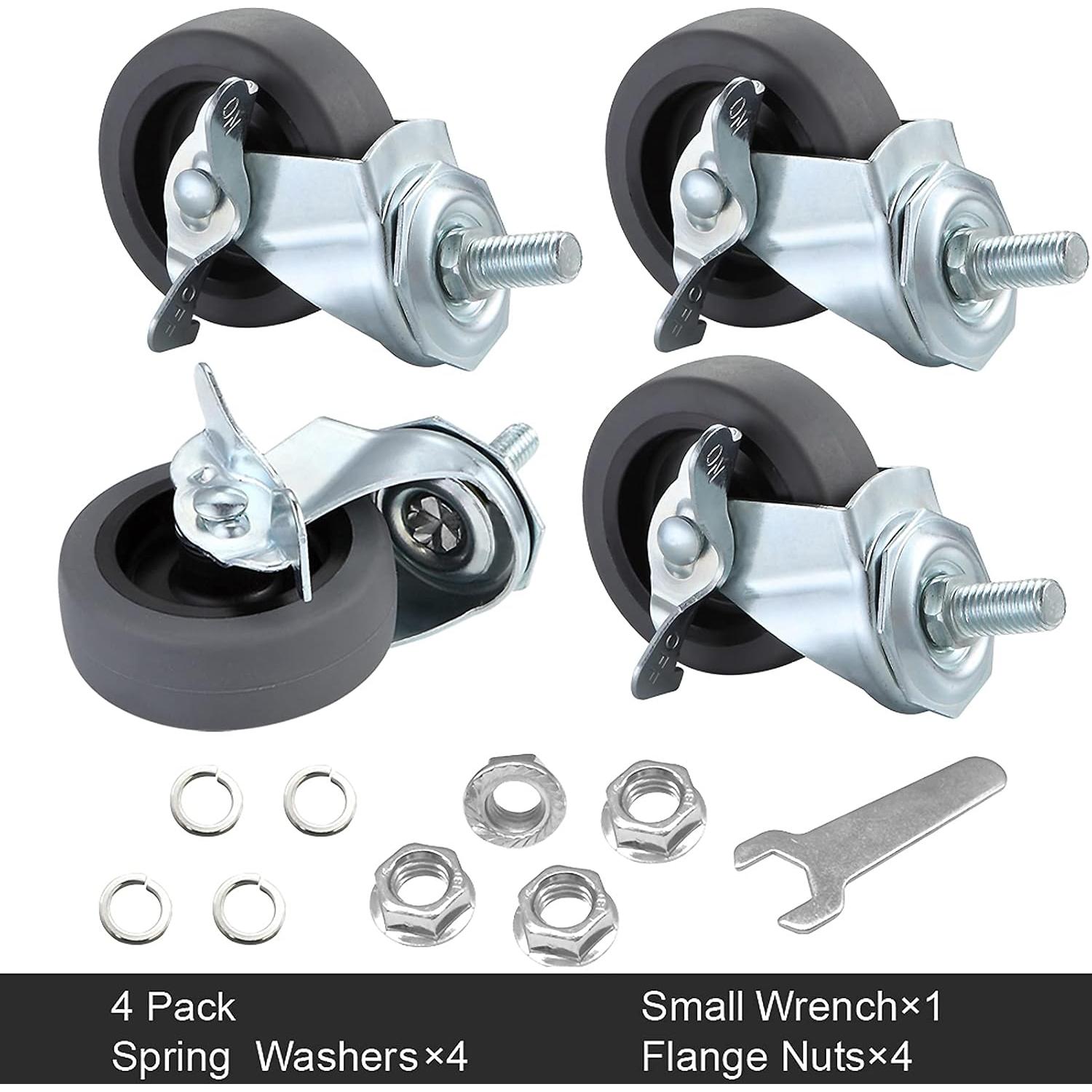 Ruedas Giratorias WH 3" con Freno Set de 4 Sin Ruido