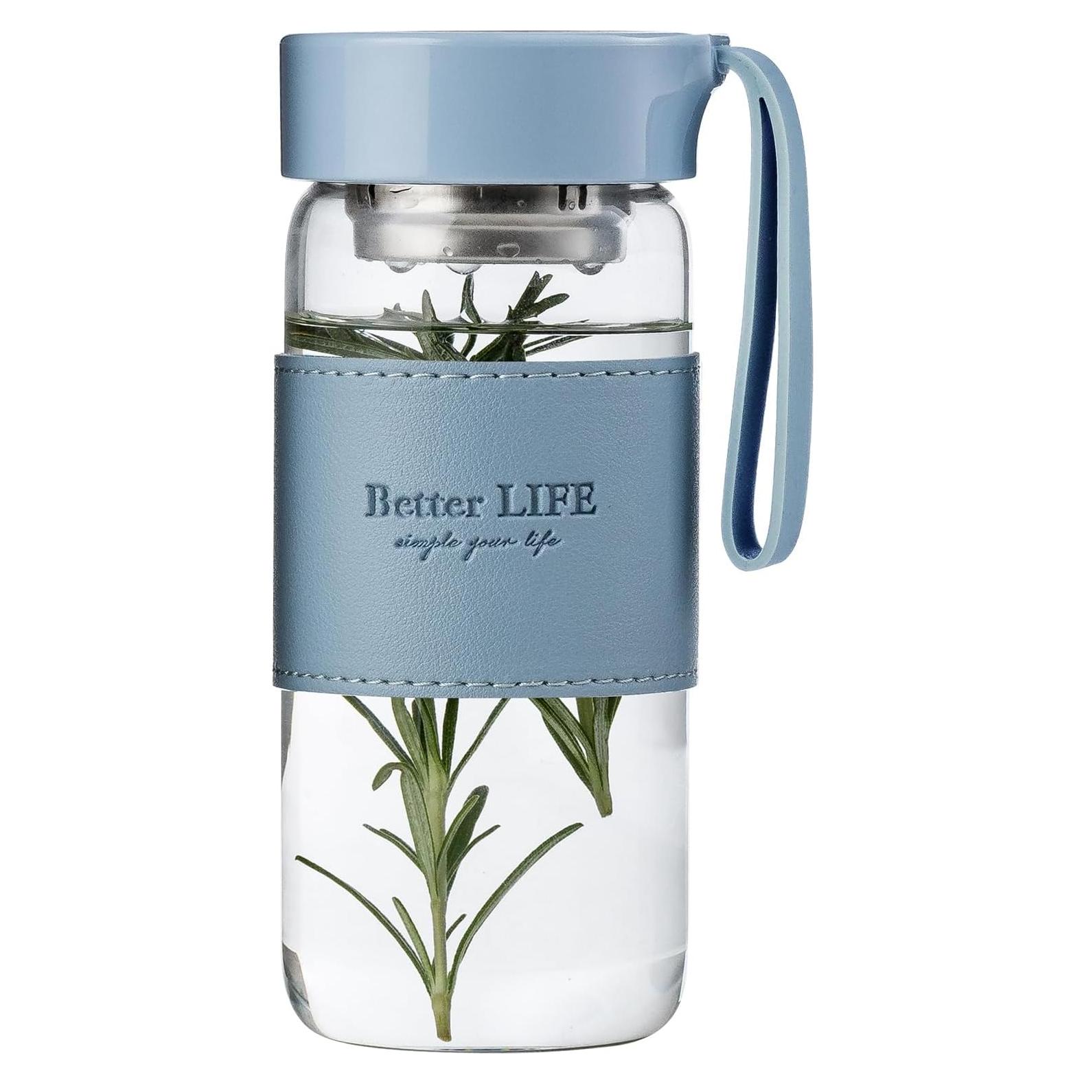 Botella de Agua de Vidrio 16 oz DNIENKGE con Funda Antideslizante