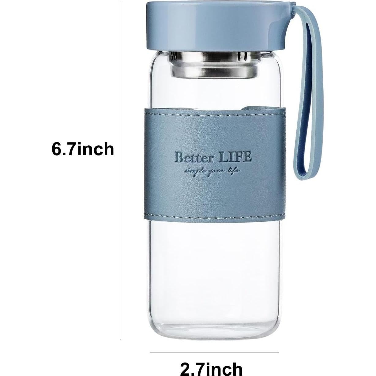 Botella de Agua de Vidrio 16 oz DNIENKGE con Funda Antideslizante