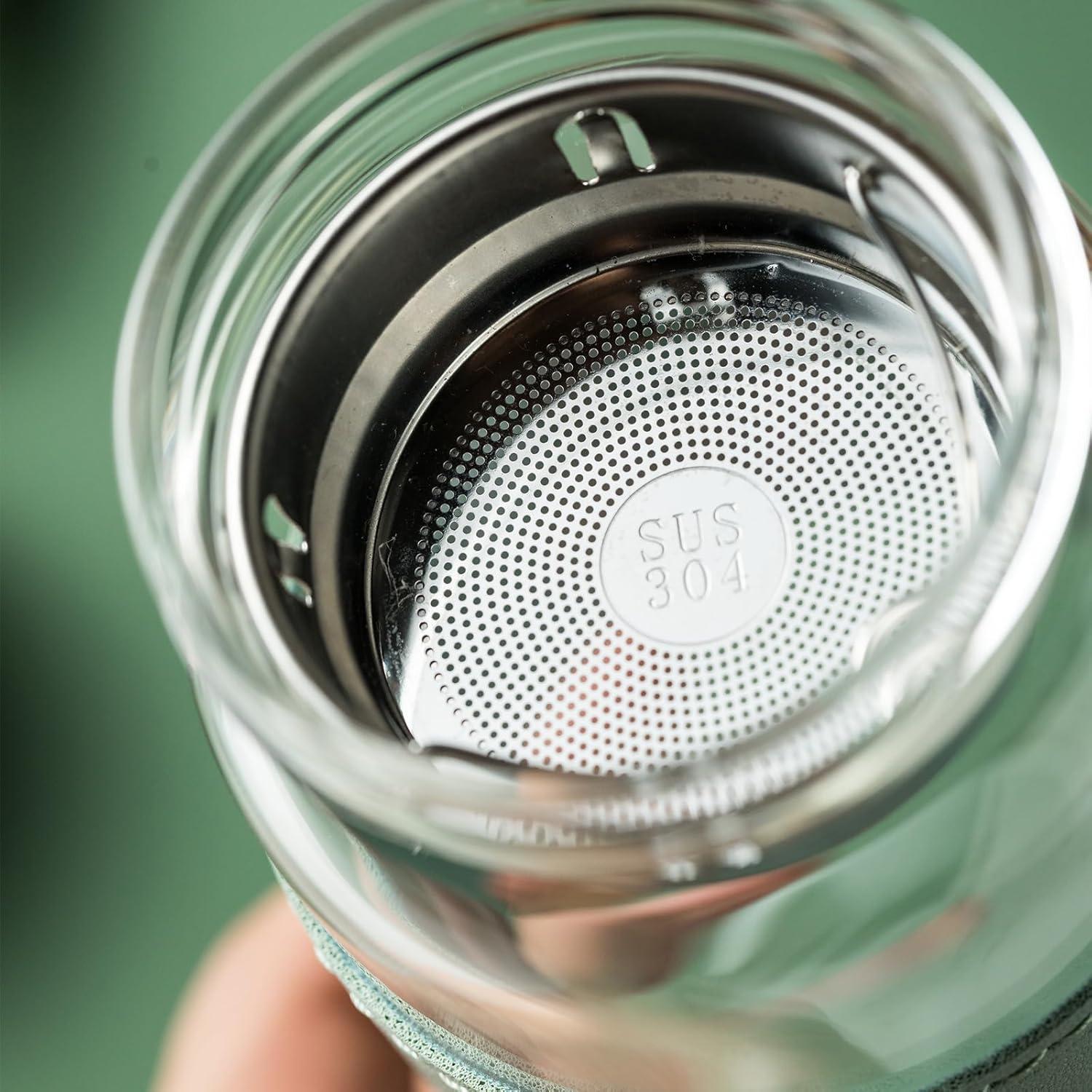 Botella de Agua de Vidrio 16 oz DNIENKGE con Funda Antideslizante