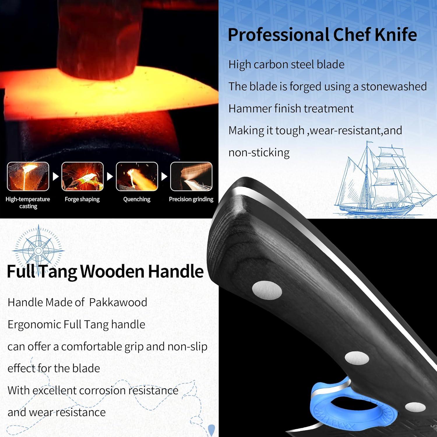 Cuchillo de Carnicero XYJ 15.24 cm Acero Alto Carbono Mango Madera