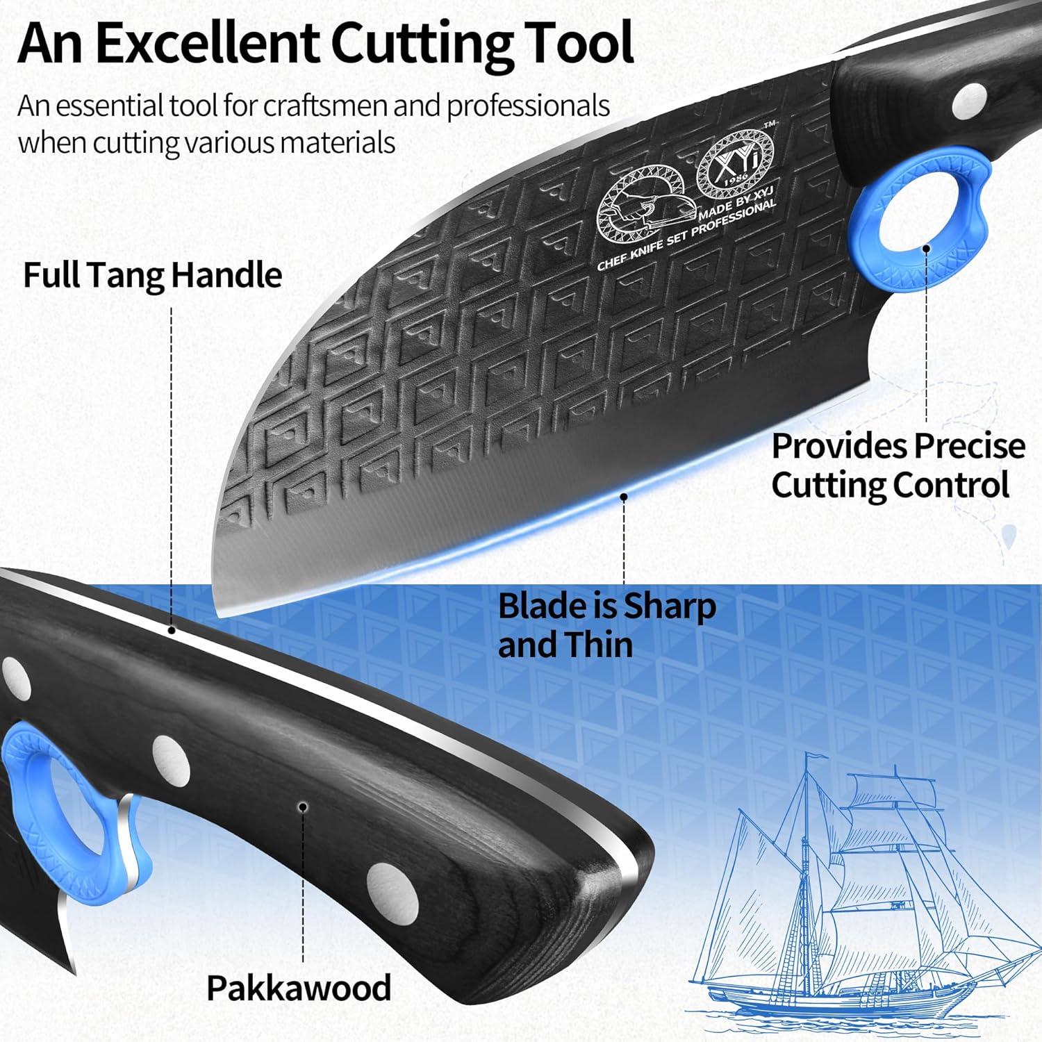 Cuchillo de Carnicero XYJ 15.24 cm Acero Alto Carbono Mango Madera