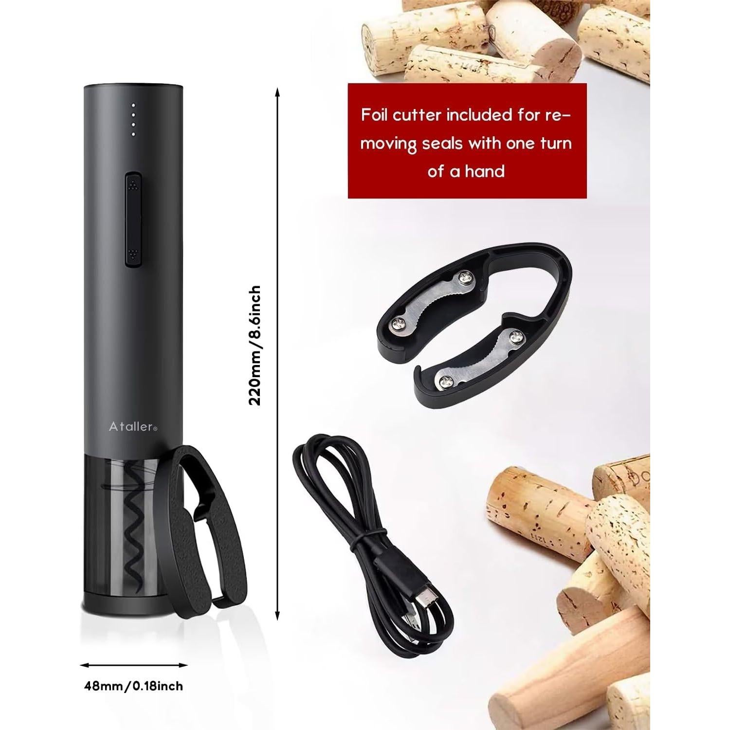 Abridor de Botellas de Vino Eléctrico Ataller KP-260B Negro