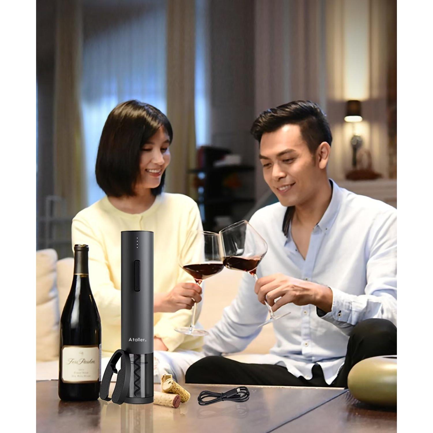 Abridor de Botellas de Vino Eléctrico Ataller KP-260B Negro