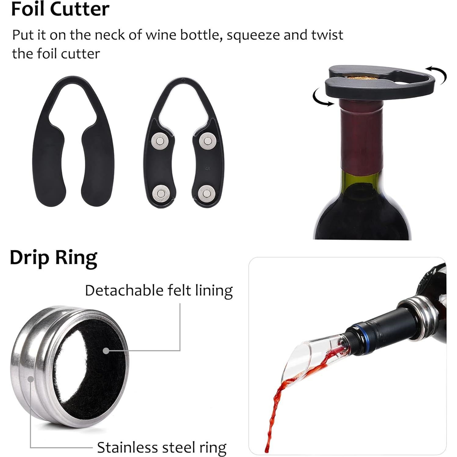 Abridor de Vino Eléctrico Tirrinia con Accesorios 5 Piezas