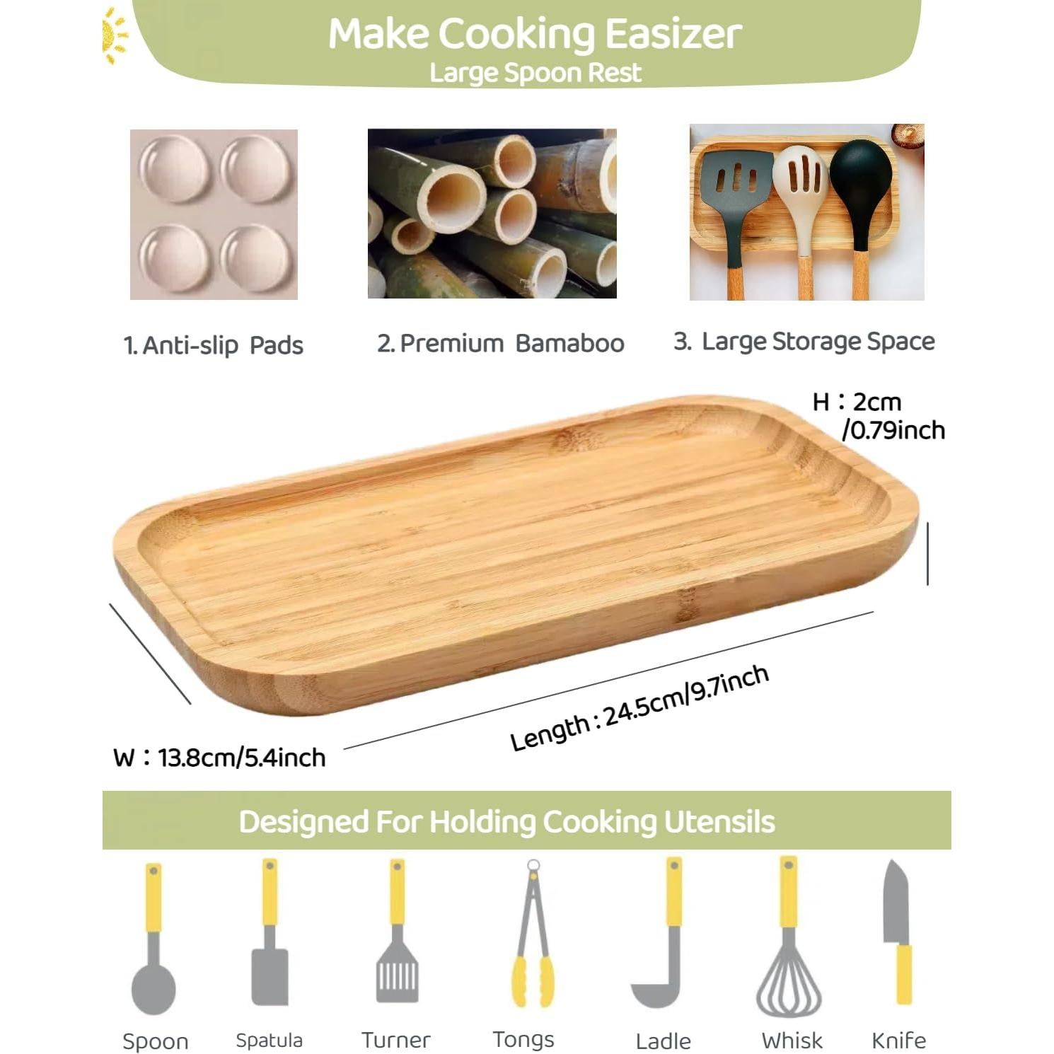 Descanso de Cuchara de Bambú Grande SIVOTAMI 24.6x14 cm