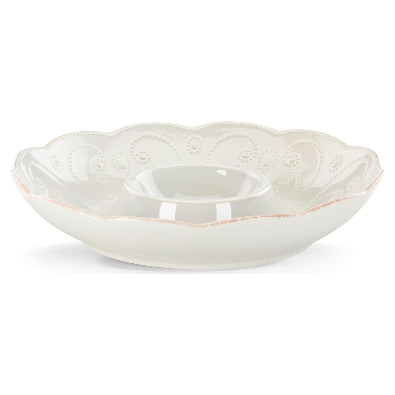 Bandeja para Chips y Salsa Lenox French Perle Blanca 30.48 cm