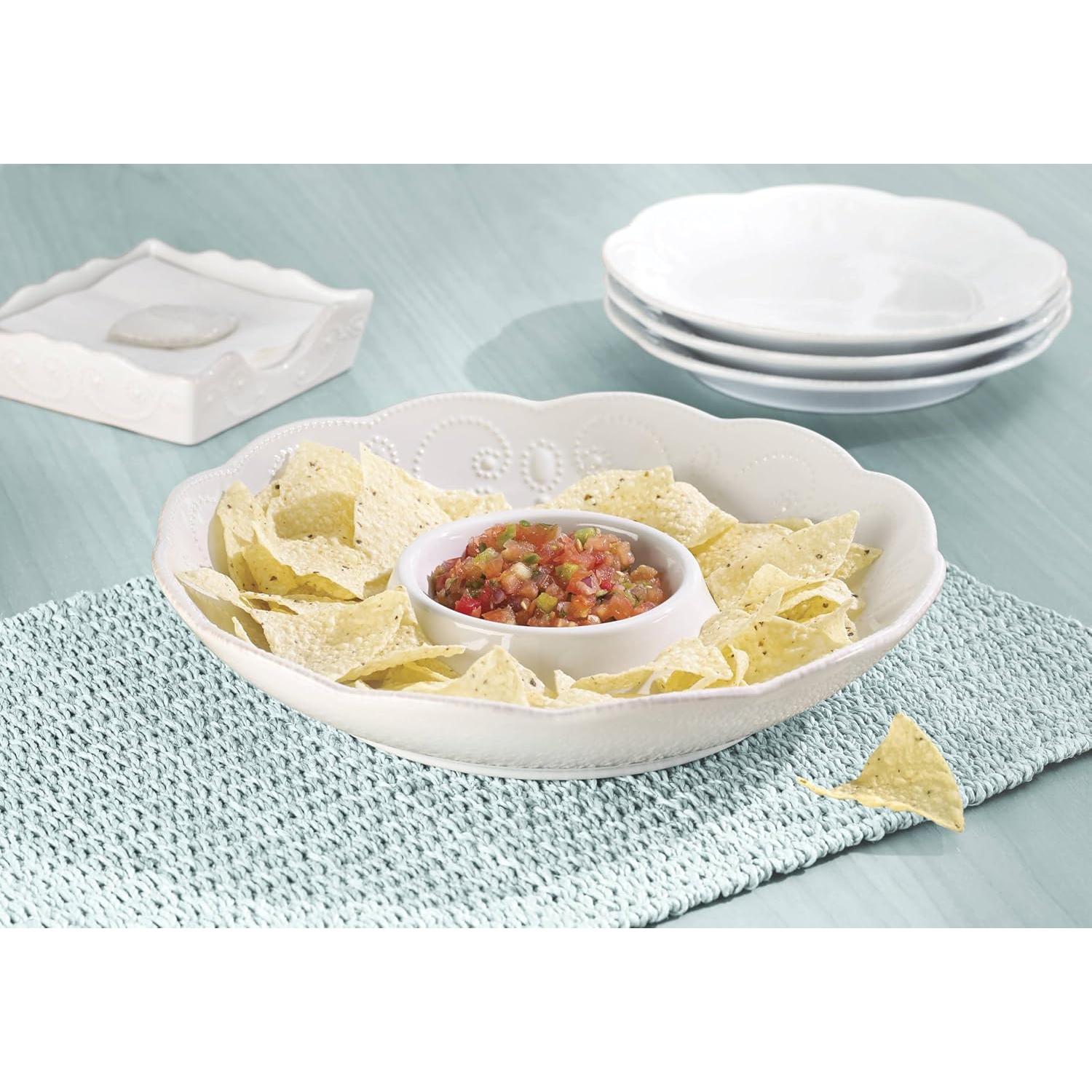 Bandeja para Chips y Salsa Lenox French Perle Blanca 30.48 cm